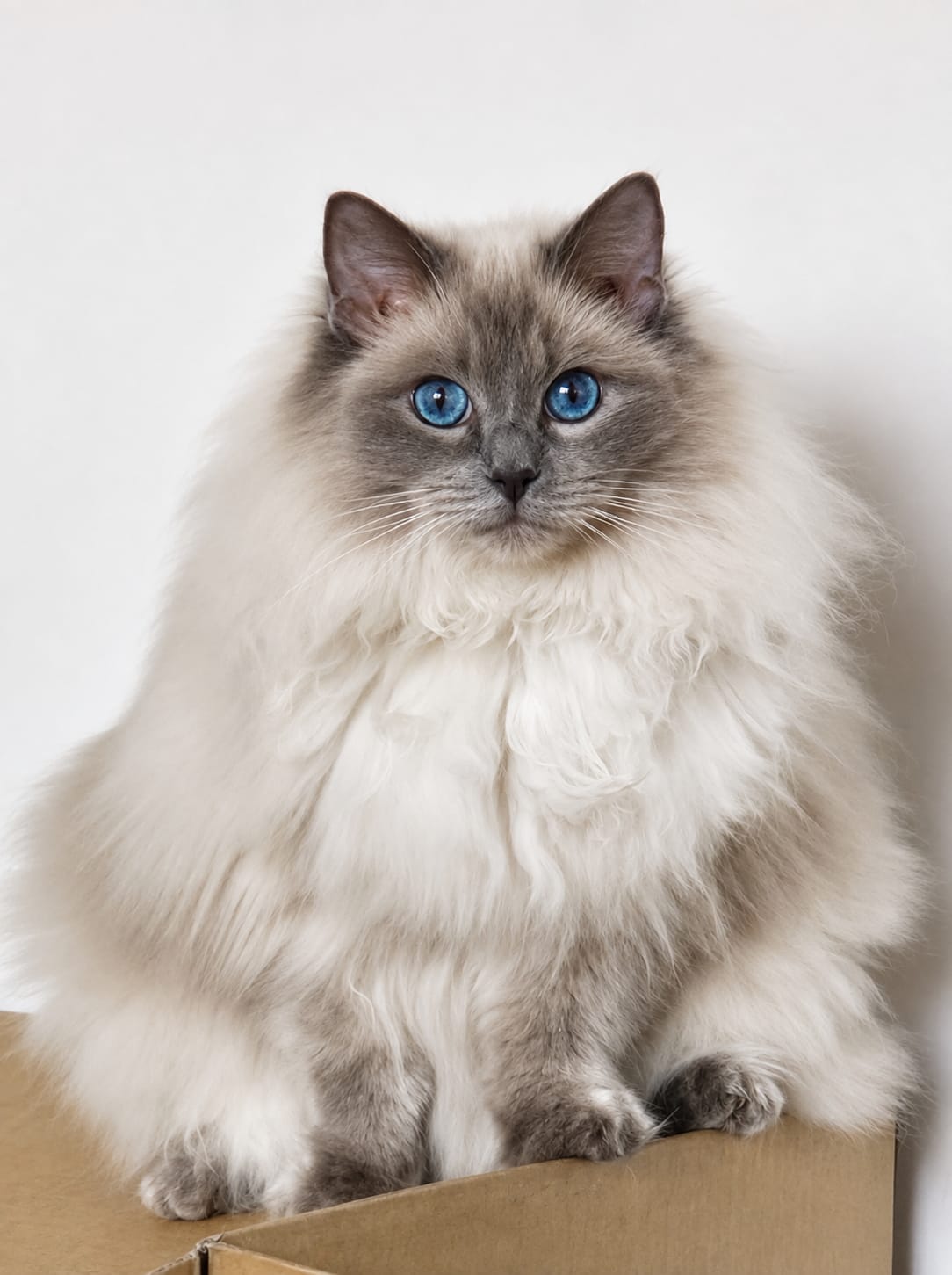 Ragdoll cat basking in warm sunlight