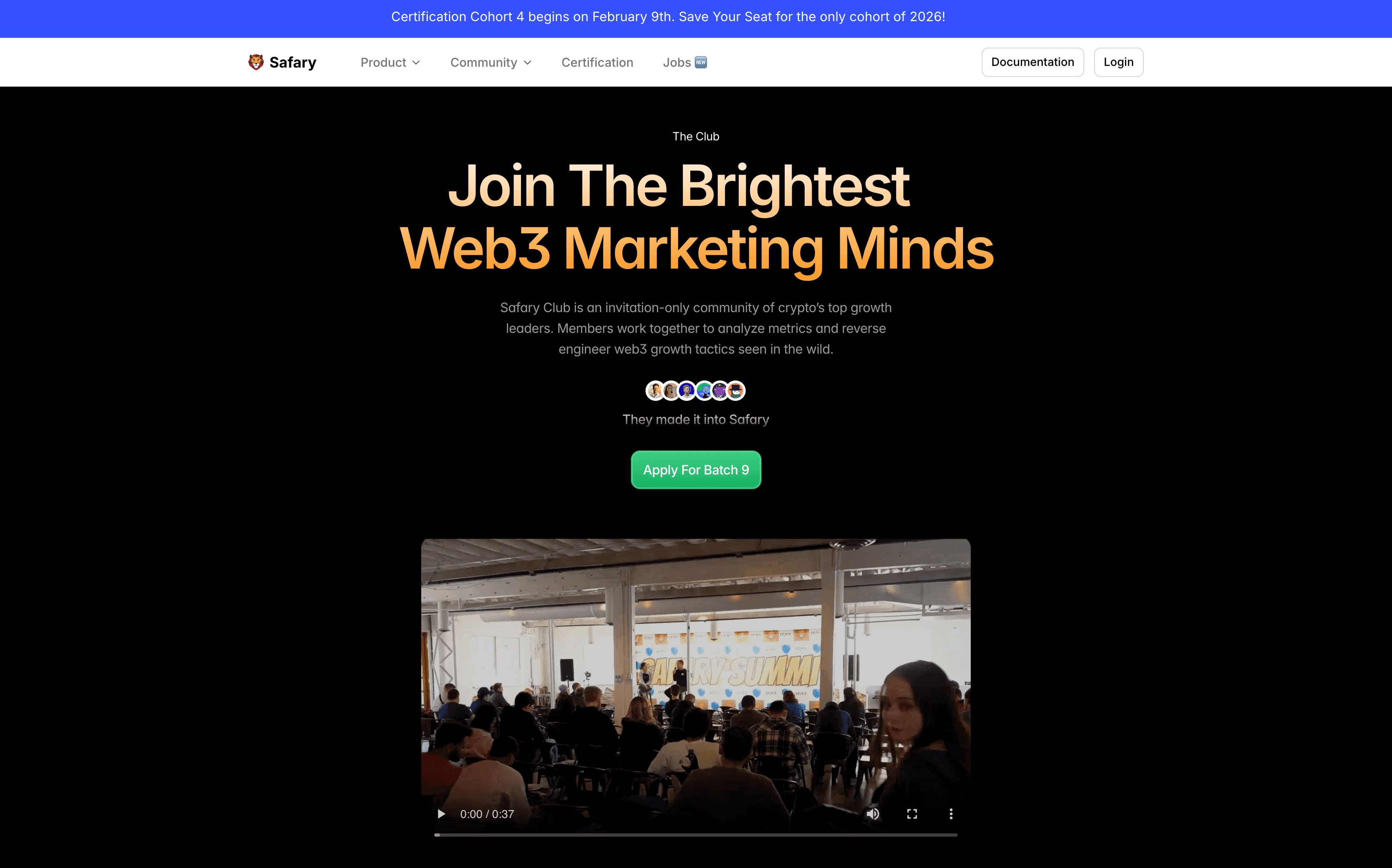 Safary homepage Web3 analytics and wallet-based user behavior platform