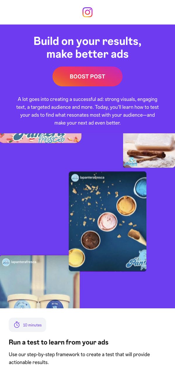 Boost Hub — testing, archive-led reconstruction email design
