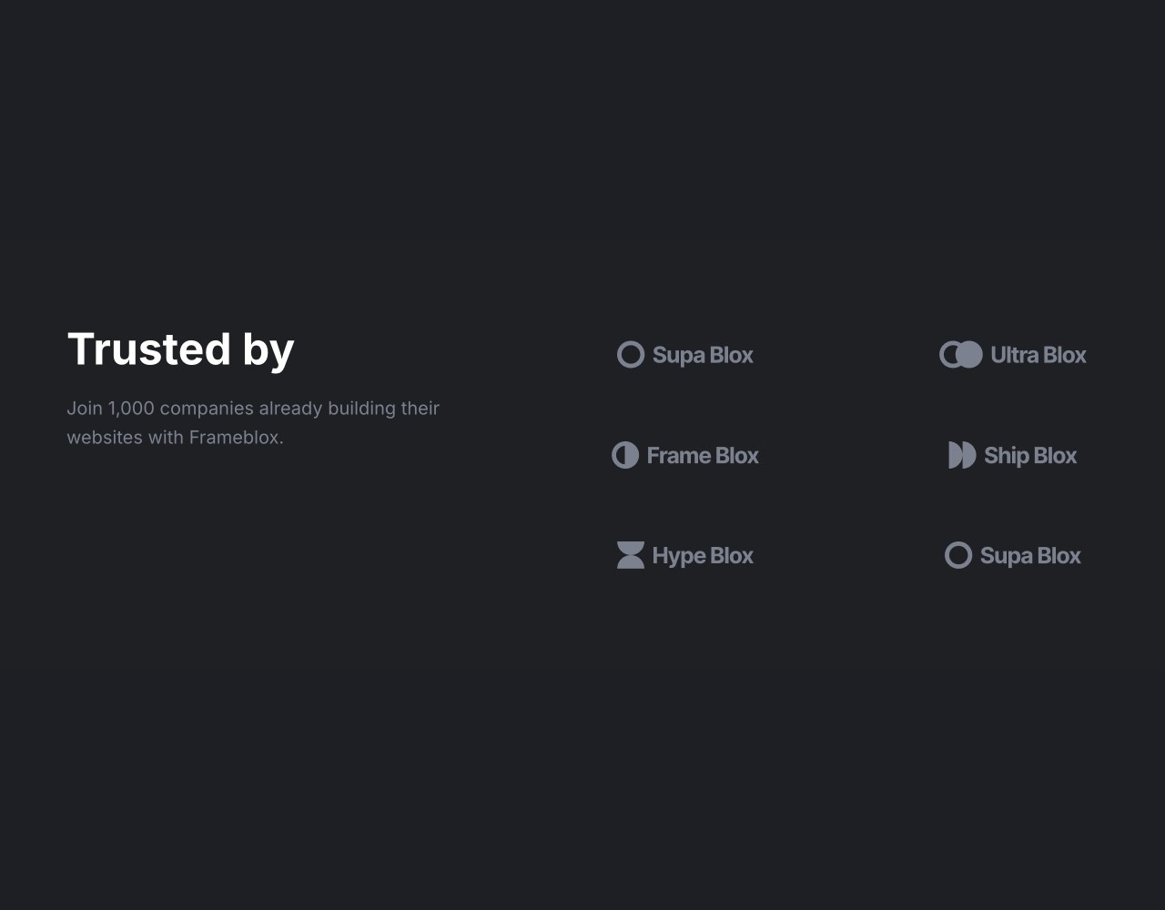 Framer Dark Logos Section - Frameblox UI