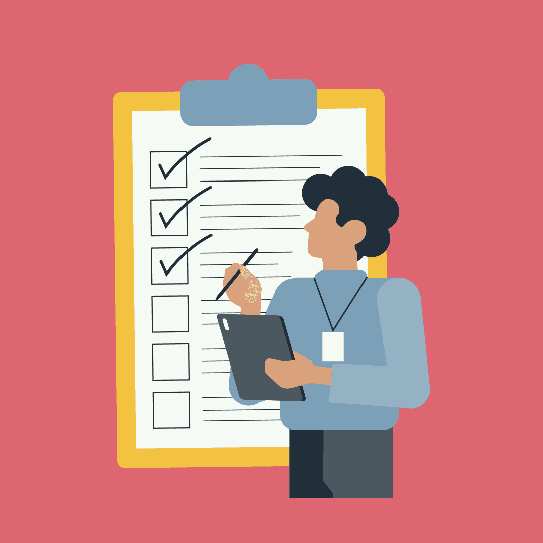 A man chekcing off things on a checklist