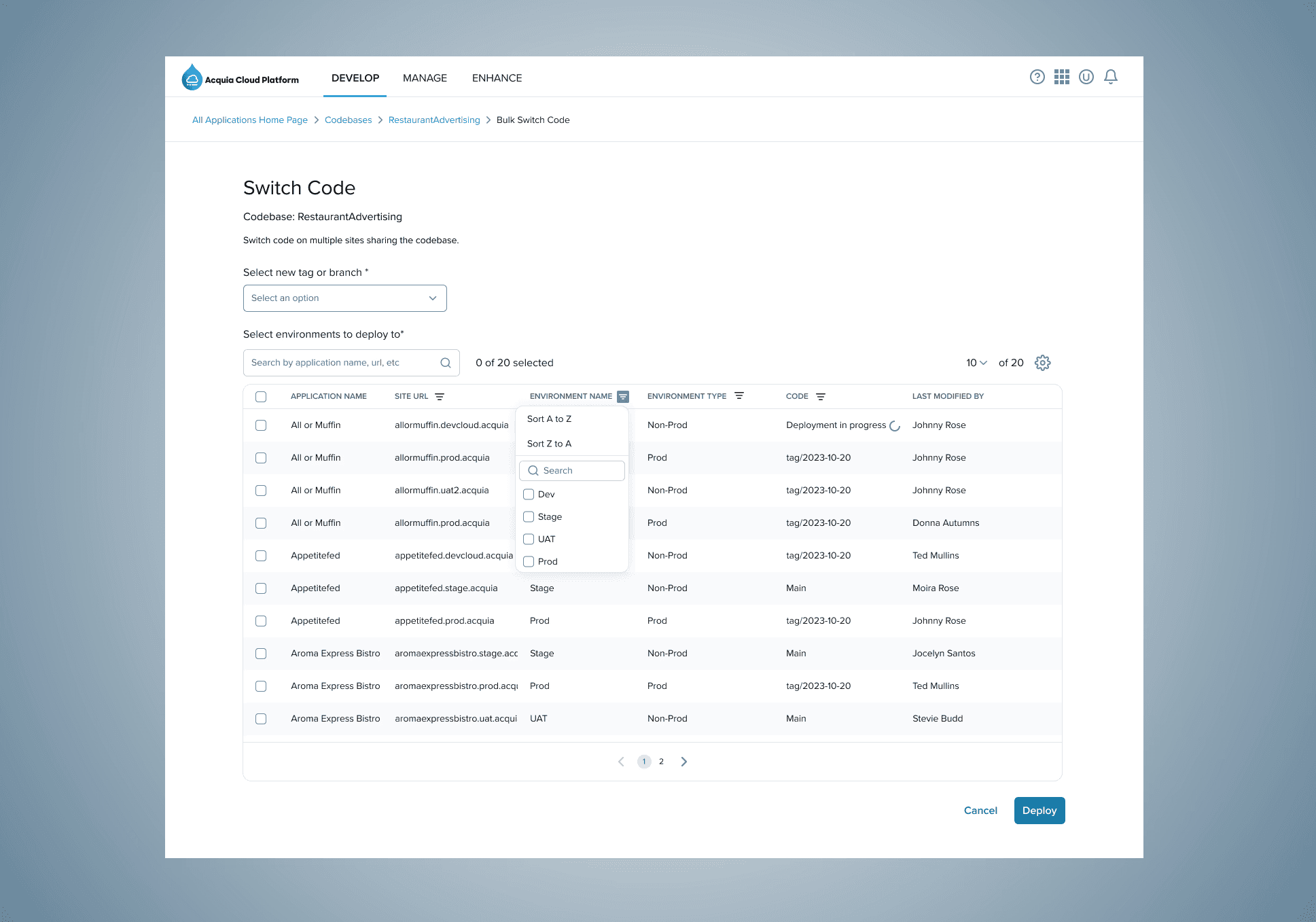 preview image of a design for project: bulk code deploy