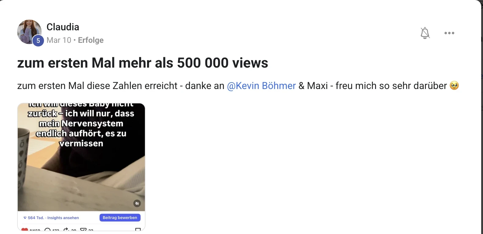 Erfolgsbericht KI Creator Akademie: Claudia erreicht erstmals über 500.000 Instagram-Views
