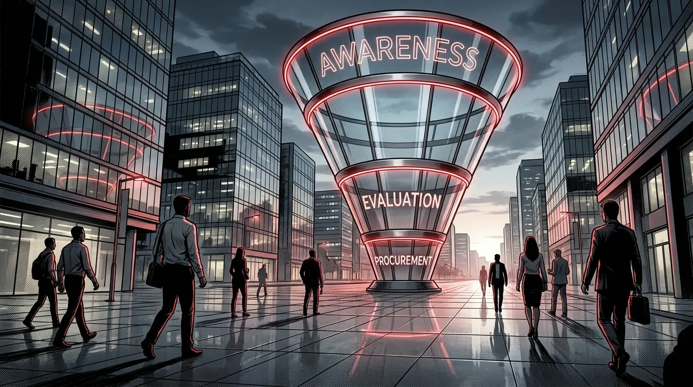 Digital Marketing Funnel in Cityscape by RockN' Socials Digital Marketing Agency.