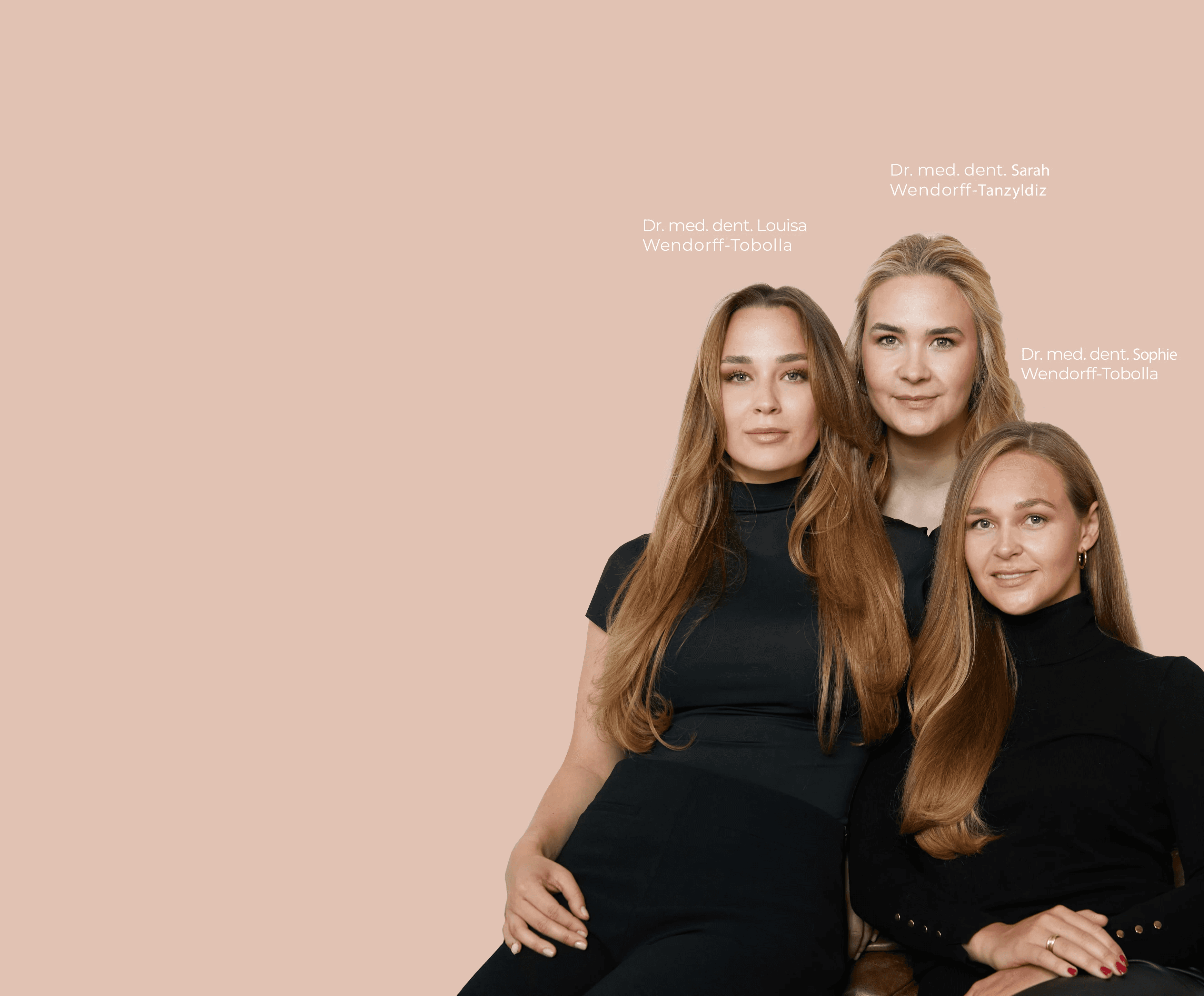 Close-up portrait of a woman with long red hair, closed eyes, and a soft expression, against a beige background