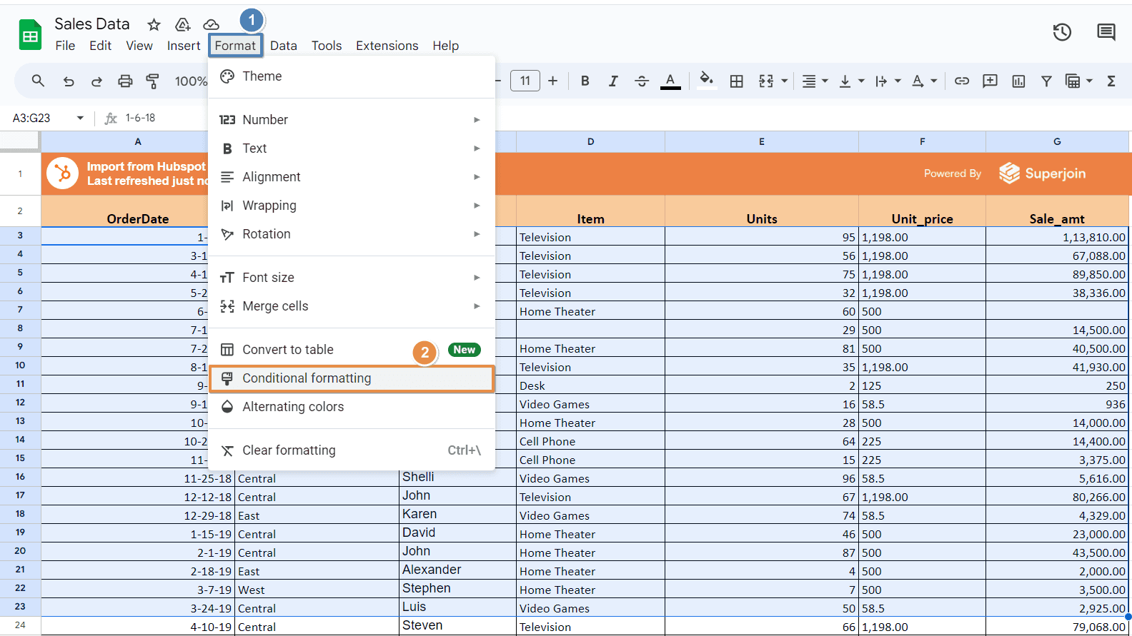 Open Conditional Formatting