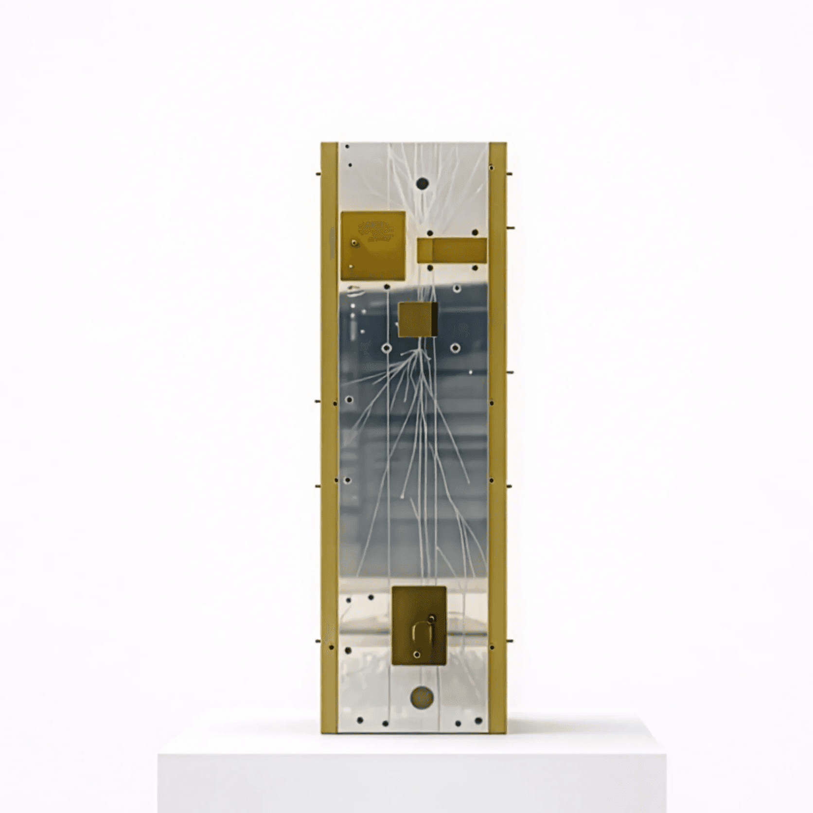 satellite with laser etching on plint