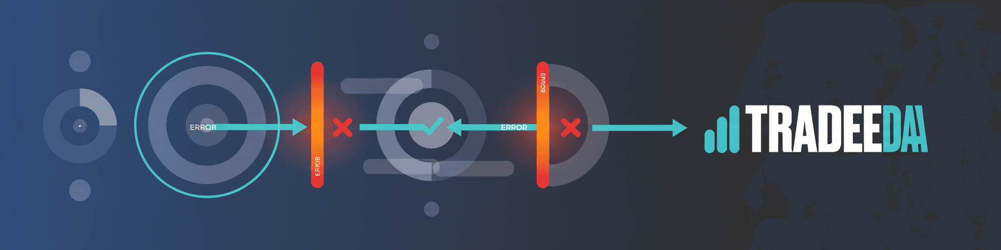 Visual abstraction illustrating troubleshooting and successful fixes for trade copier errors between platforms.