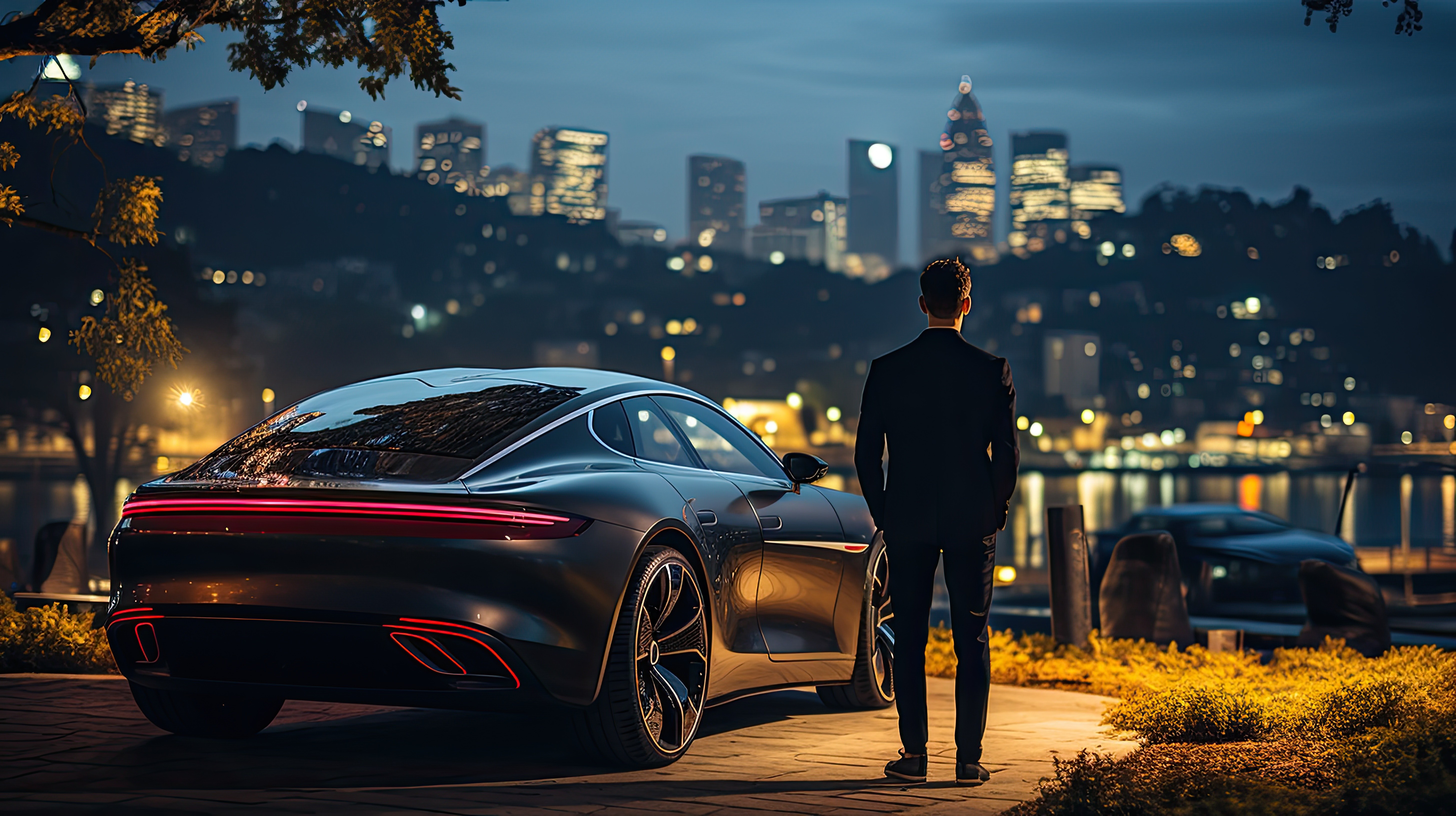 A man standing to a car