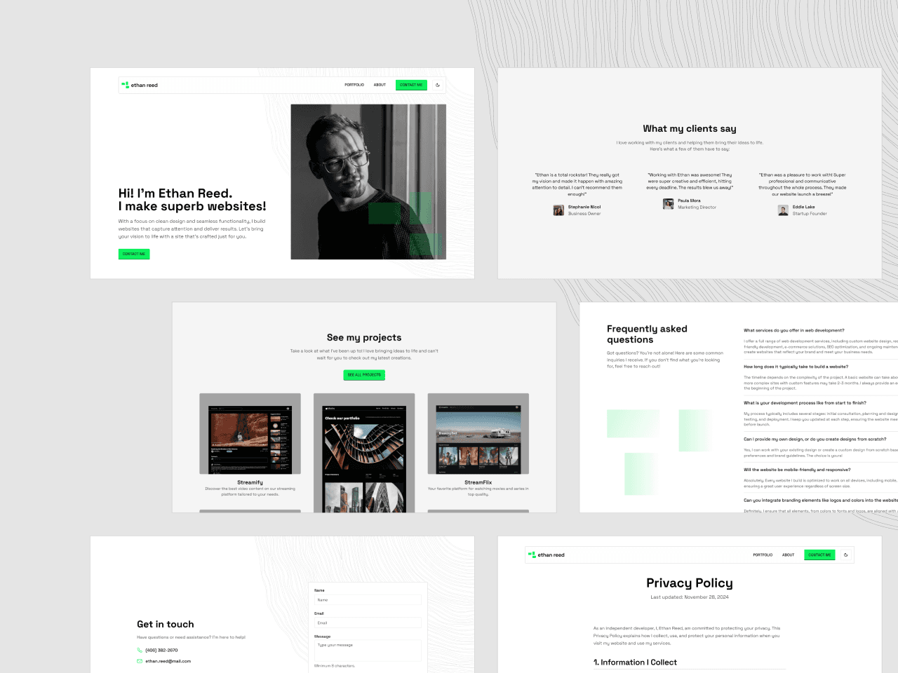 Website projects sections