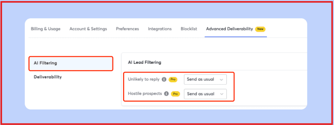 Instantly AI lead filtering