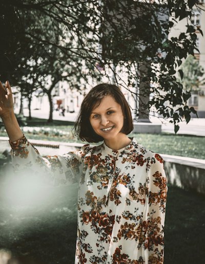 Portrait of Sofia Marchetti under trees