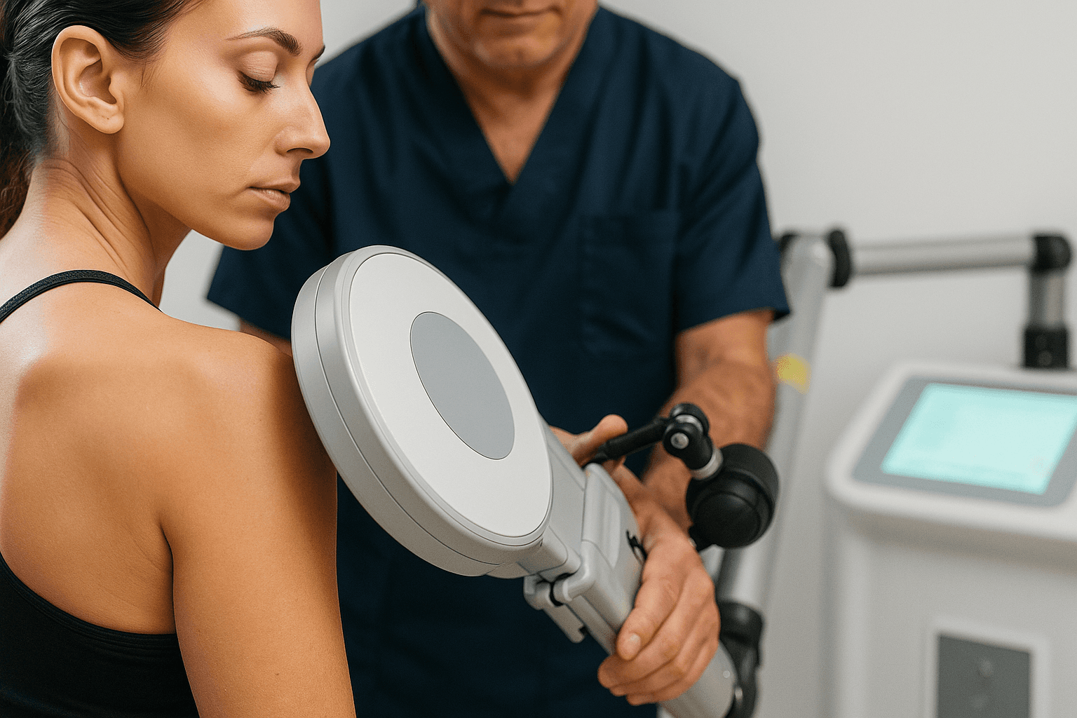 mágnesterápiás kezelés történik egy páciensen