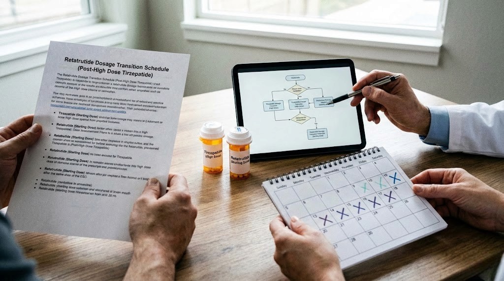Retatrutide dosage schedule after high dose tirzepatide