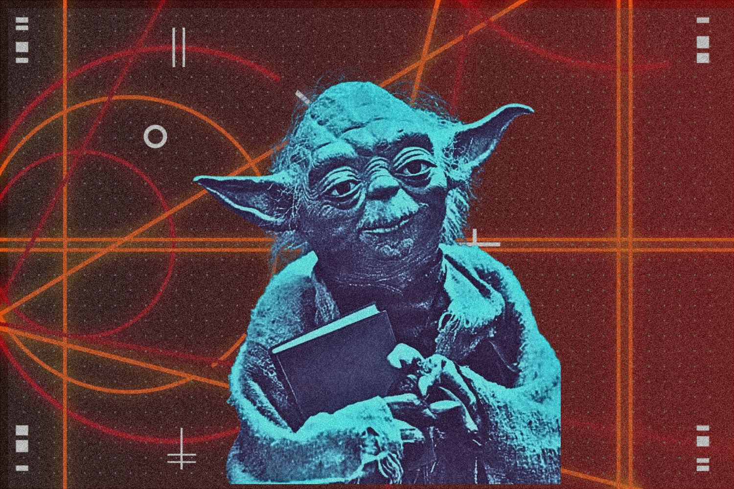 Yoda holding a book from a 1980s promotional poster from Lucasfilm and the American Library Association.