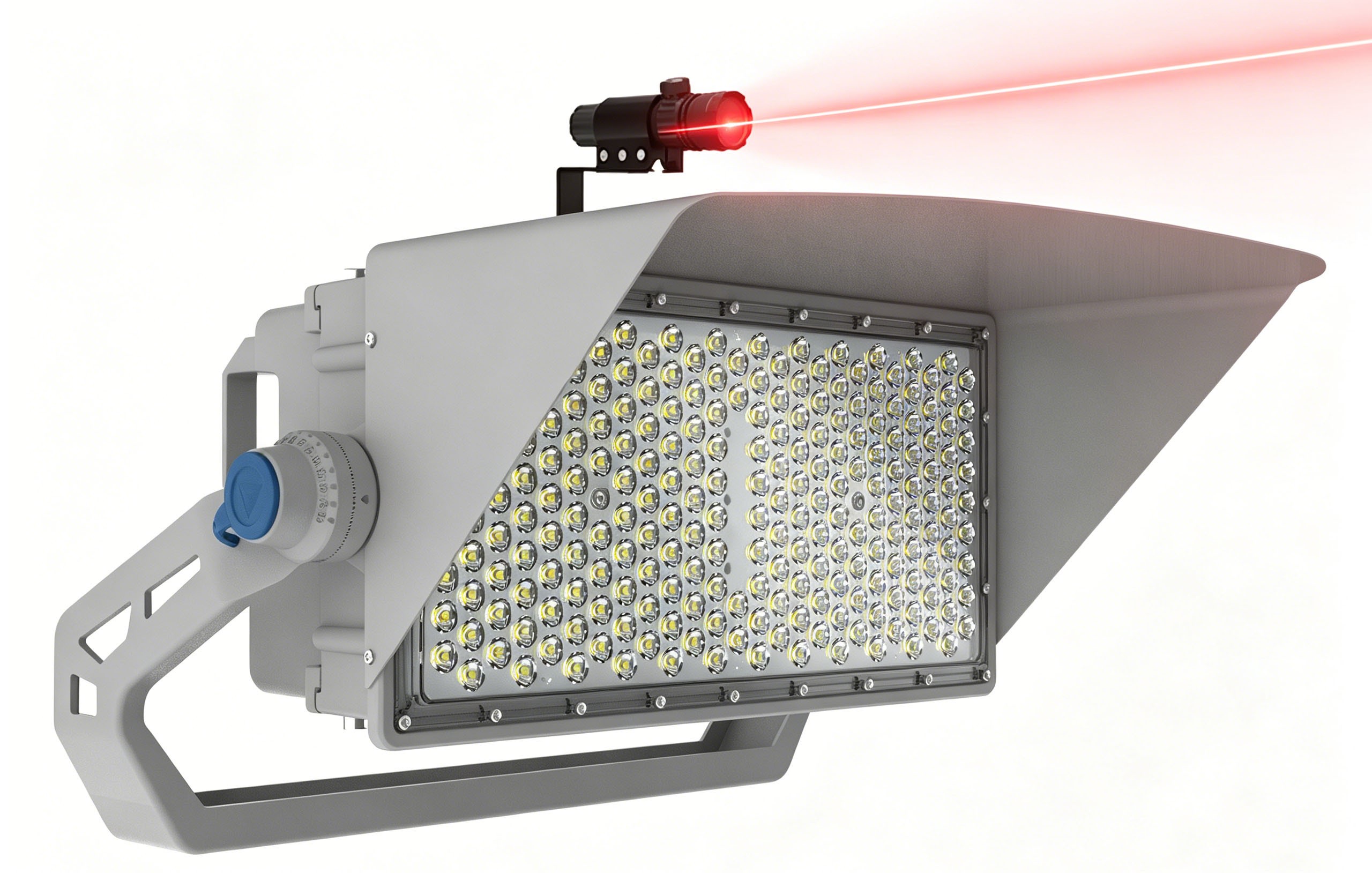 HM Square Sport Light equipped with laser aiming device for fast accurate beam alignment during installation