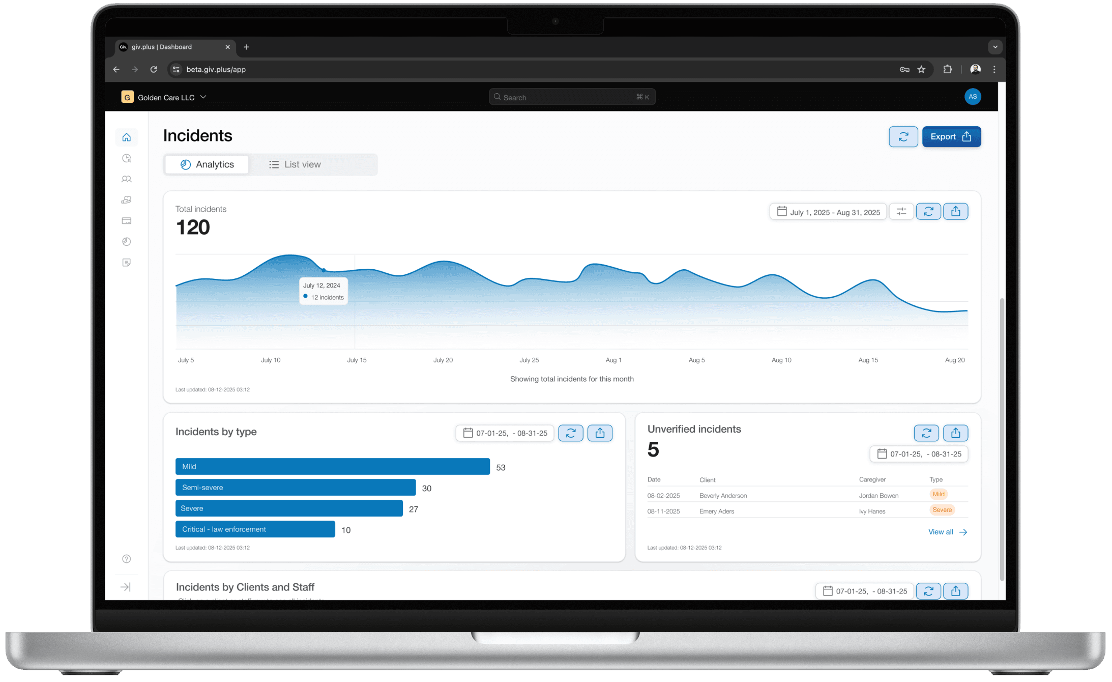 Incident reporting on desktop computer.