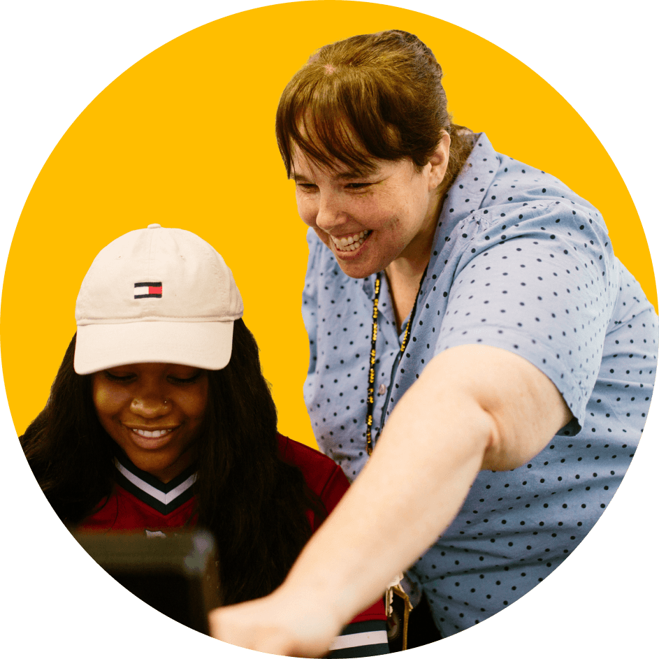 Adult and child collaborating together, representing intergenerational learning at the festival