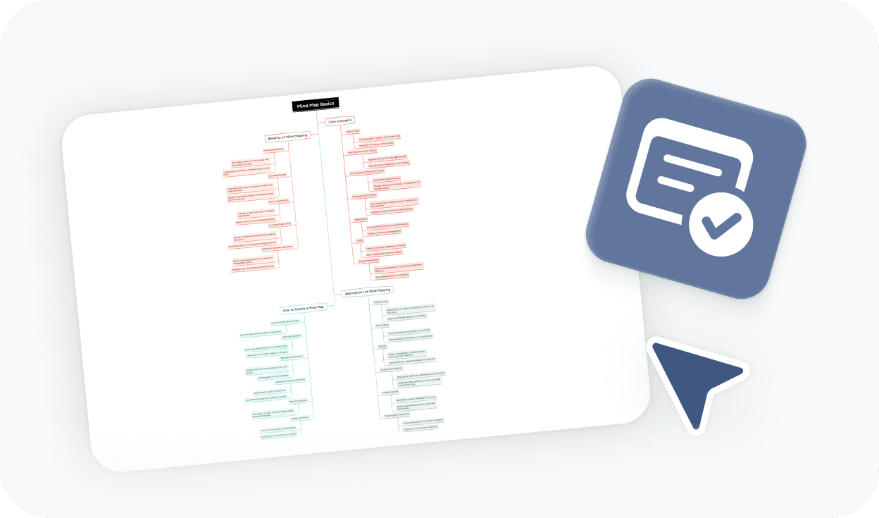 Tree chart with sharing and annotation icons, representing collaborative relationship mapping