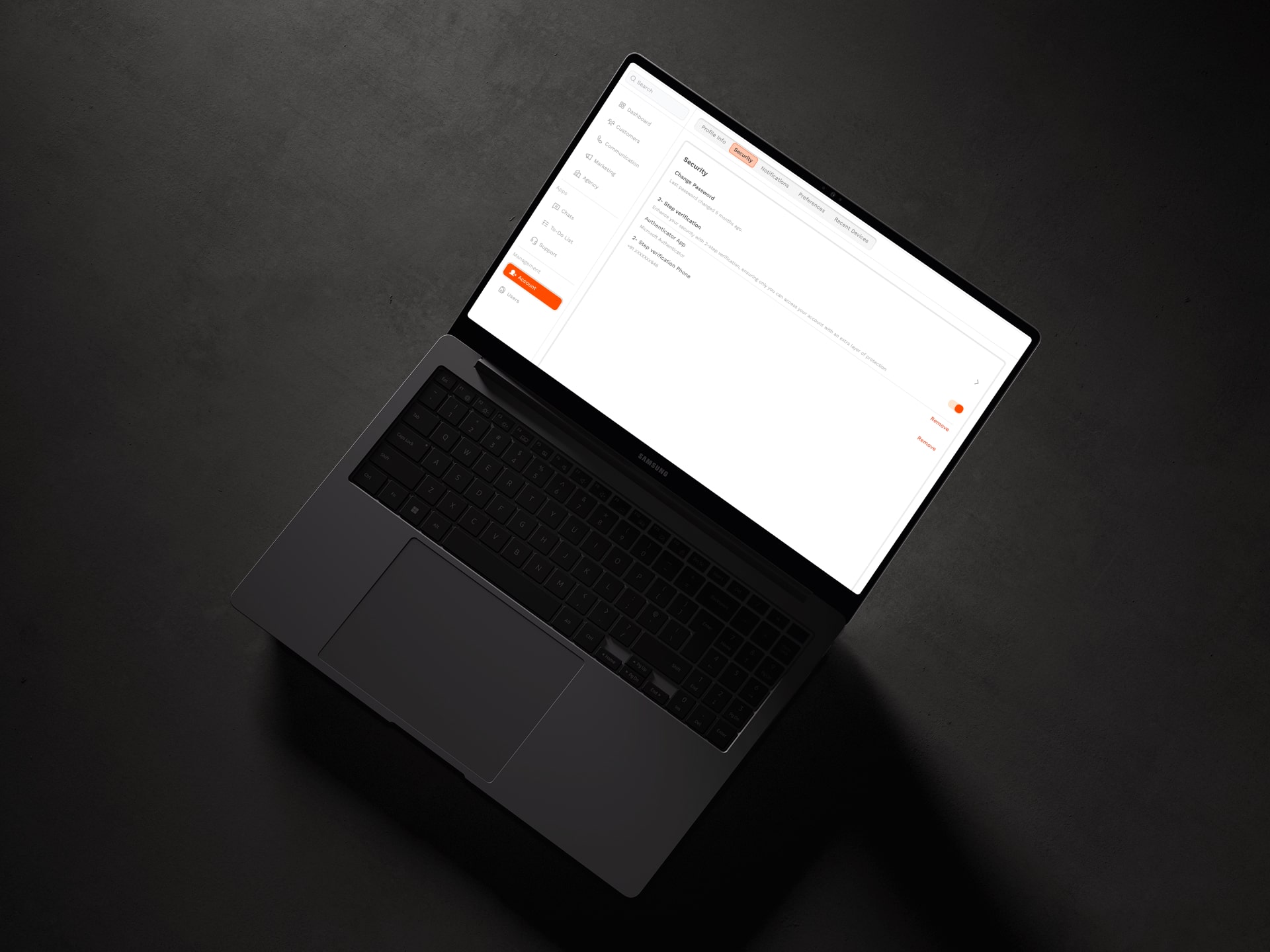 Saas user profile screen design