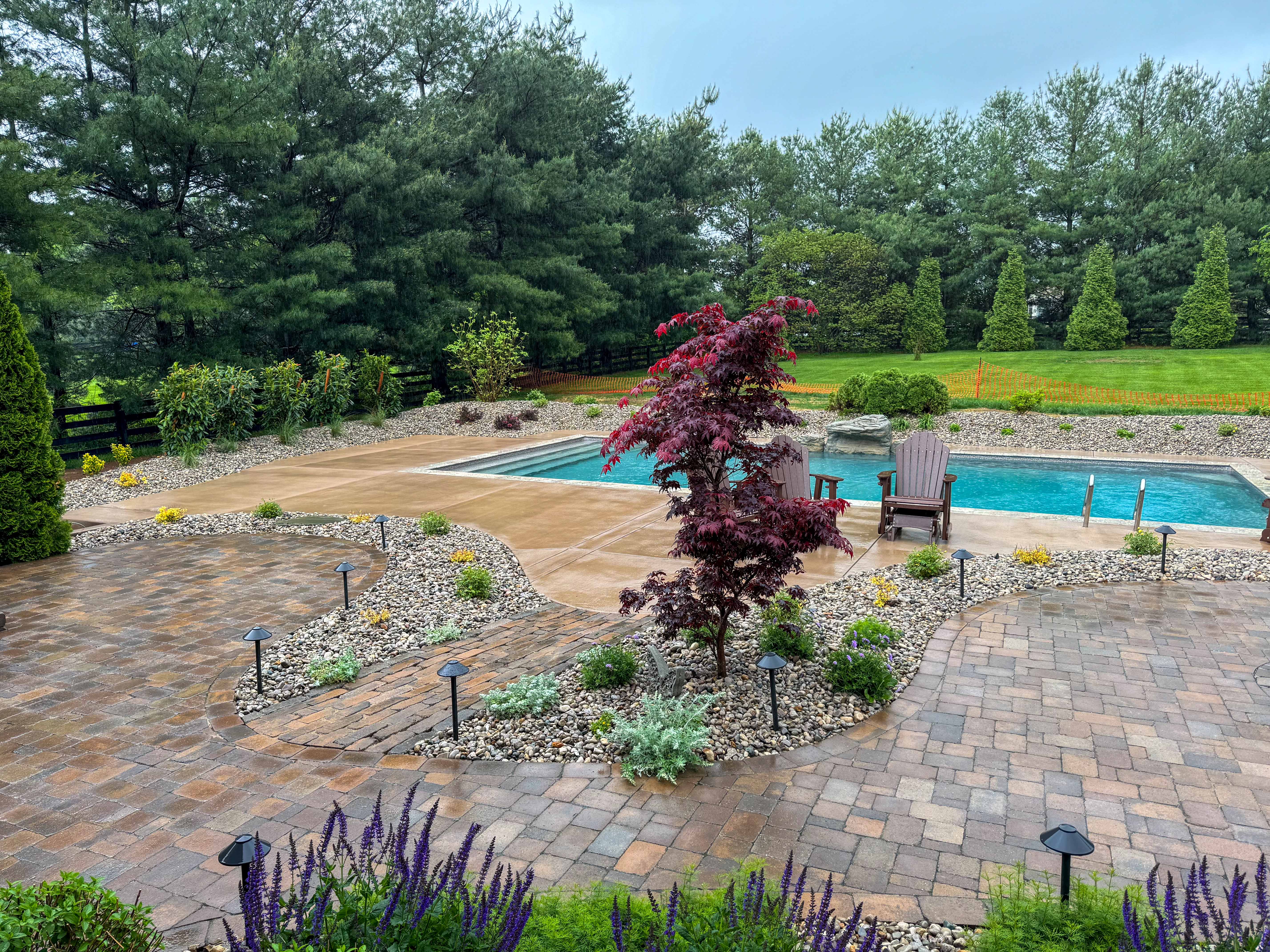 kentucky native landscaping added to a pool installation