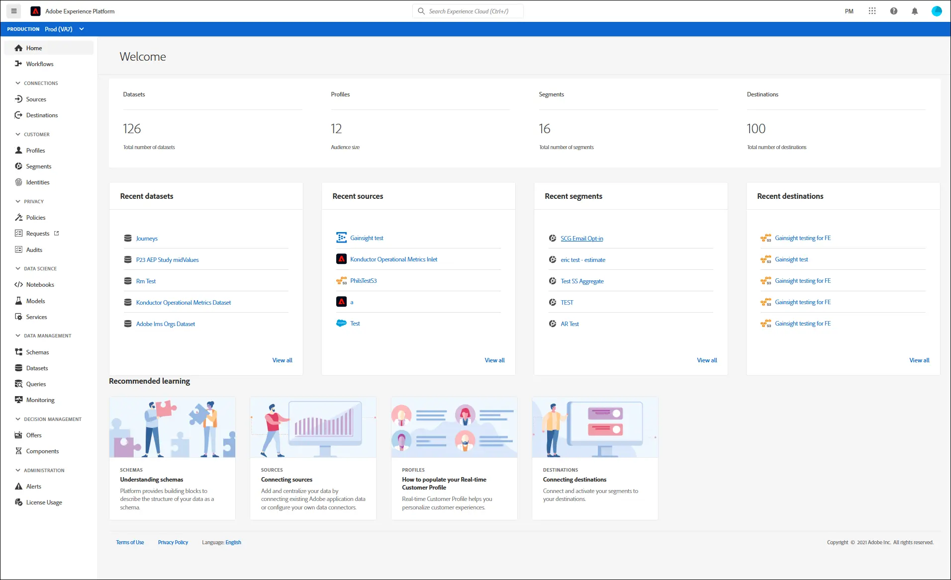 Adobe Experience Cloud interface