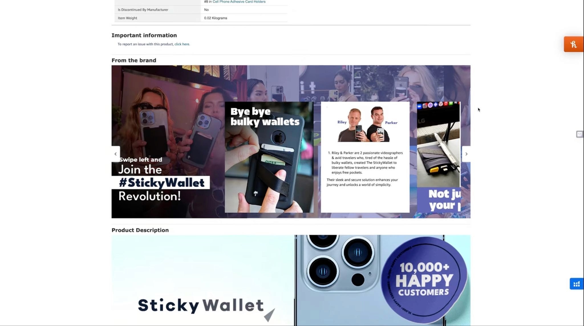 StickyWallet Premium A+ Content example