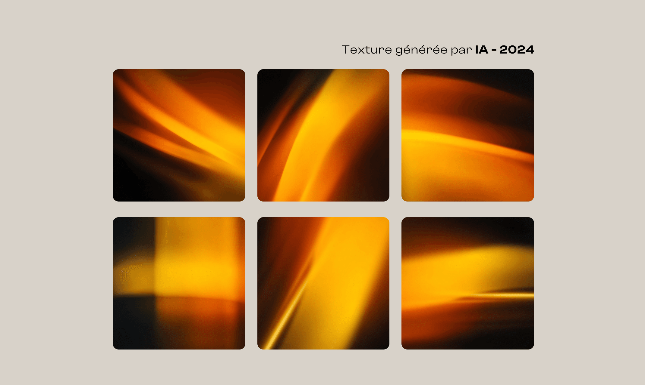 Textures orange et noires générées par IA pour l’identité visuelle de Motor Studio.