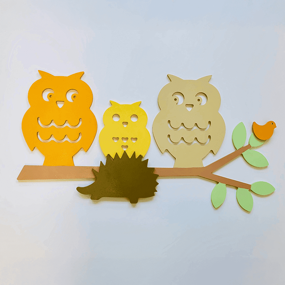 Cadre chouettes fait main.