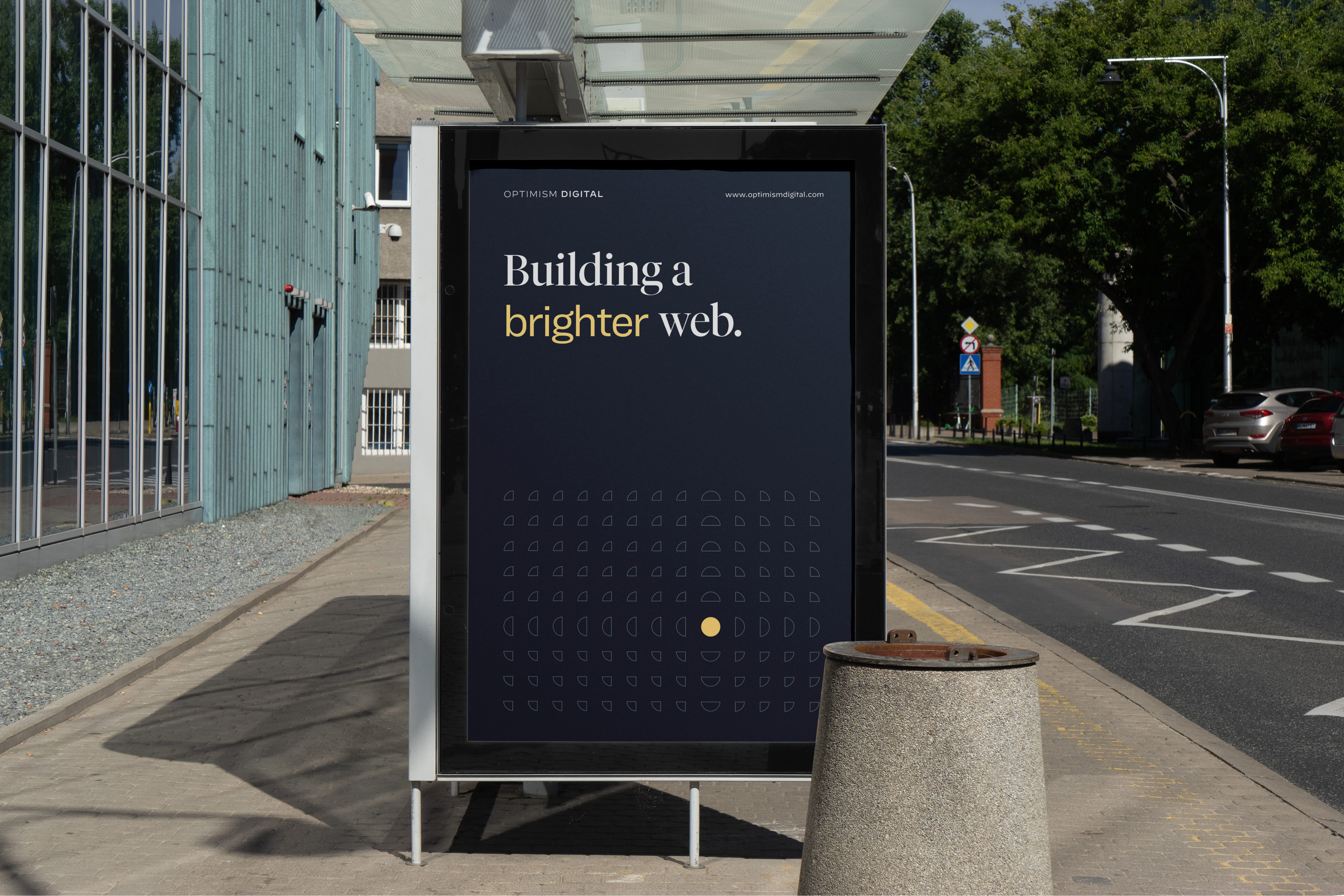 Optimism Digital bus stop ad