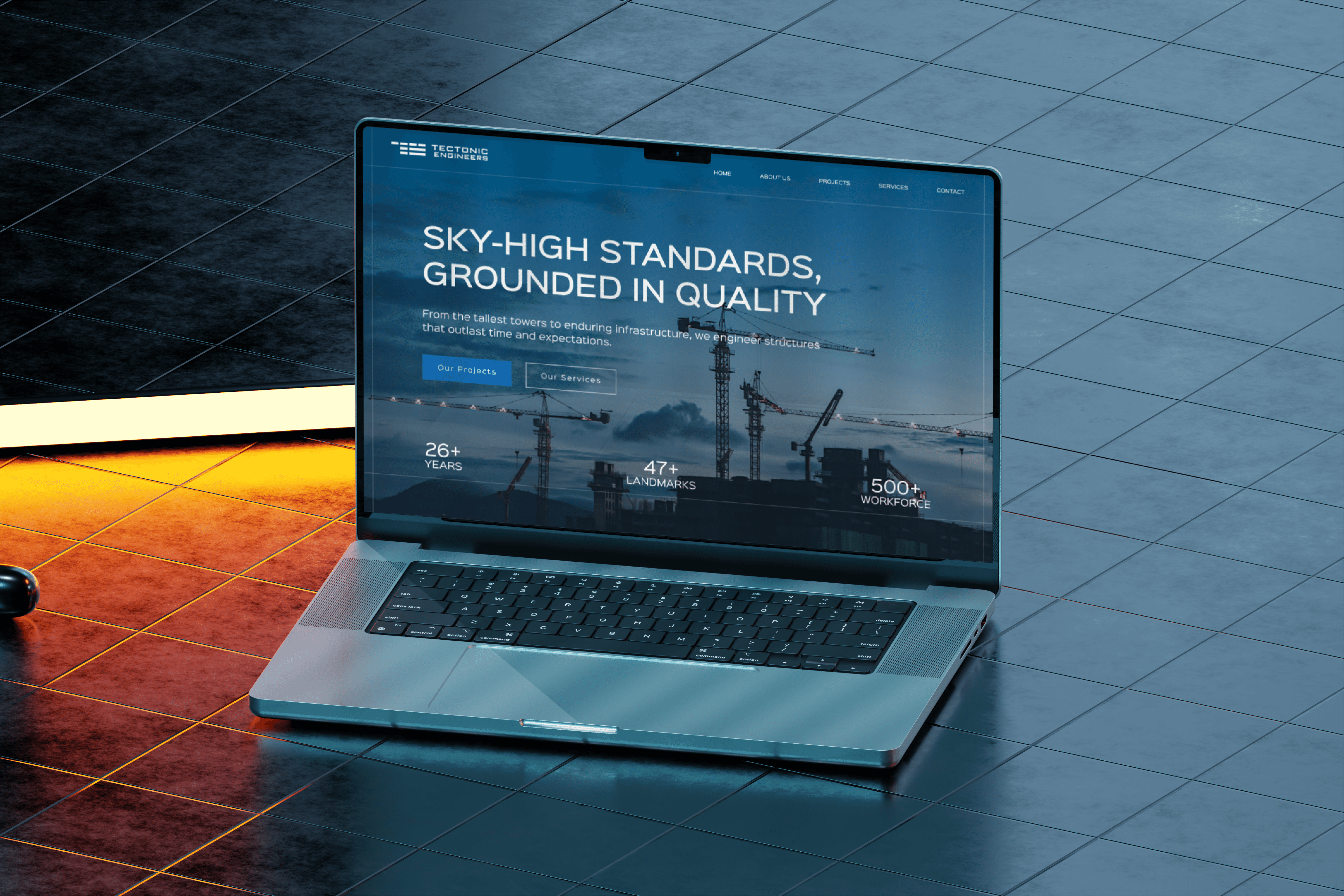 Tectonic Engineers framer website design preview shots