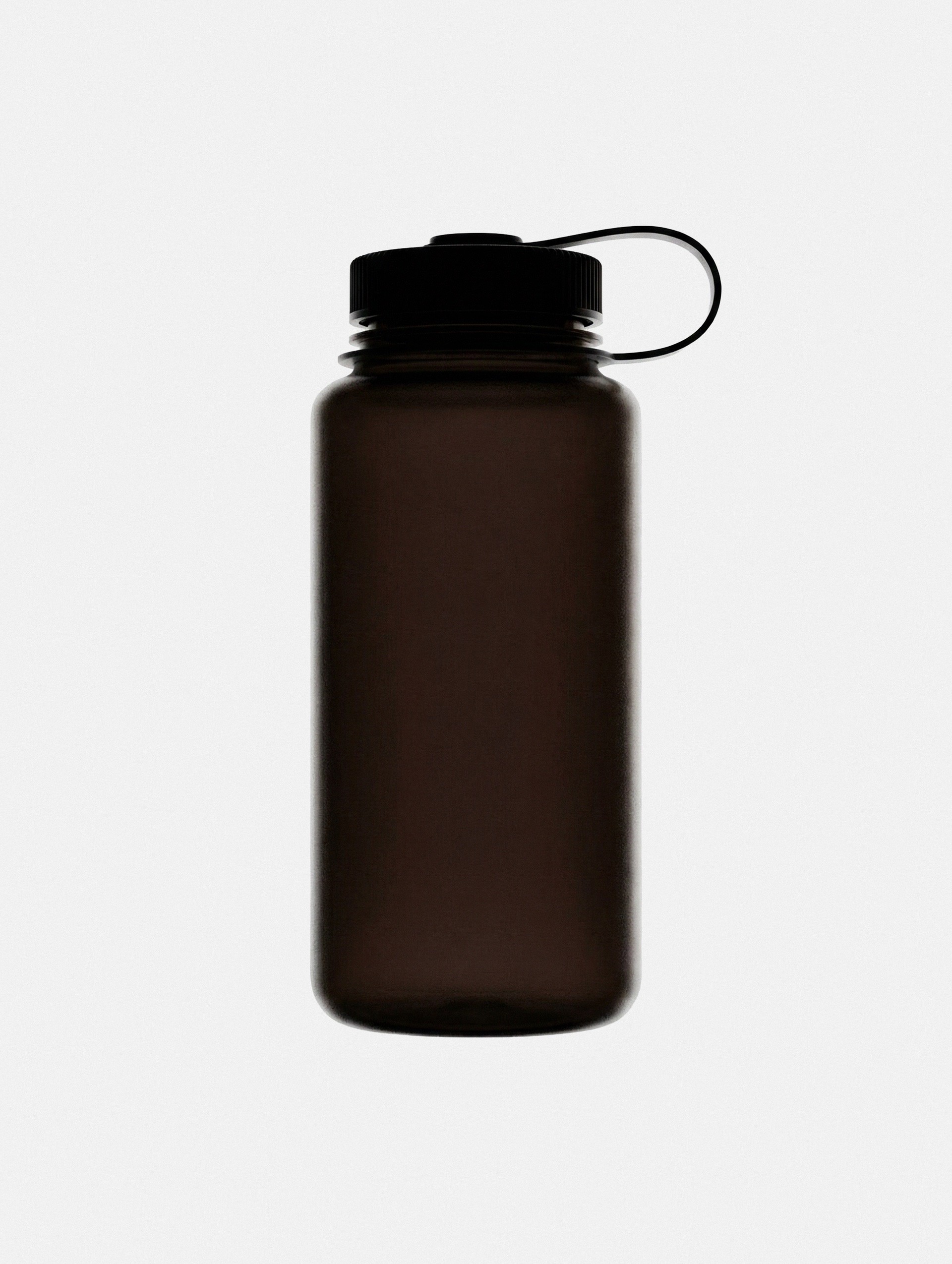 Amber reusable water bottle on white background