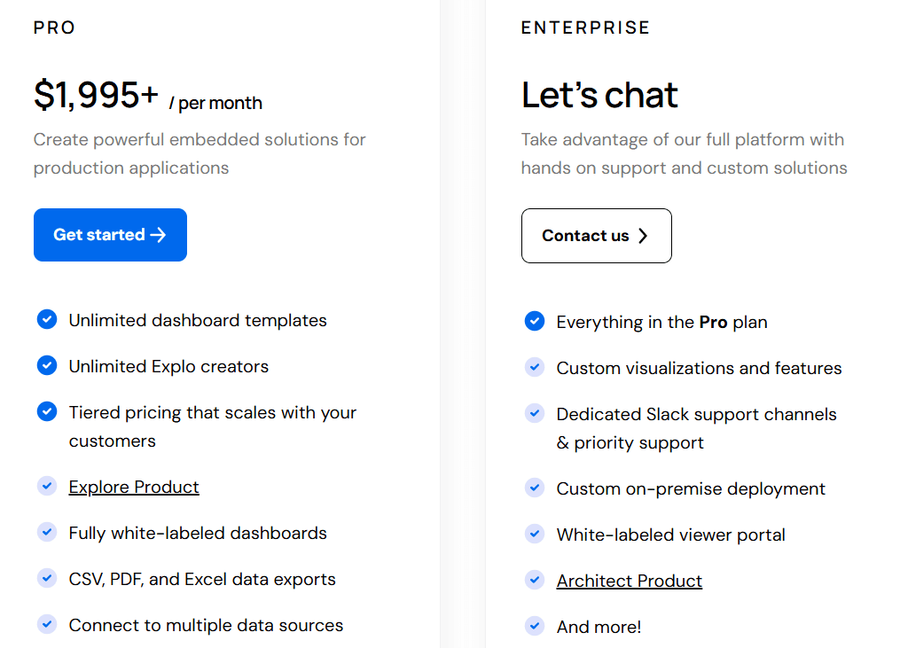 Explo pricing