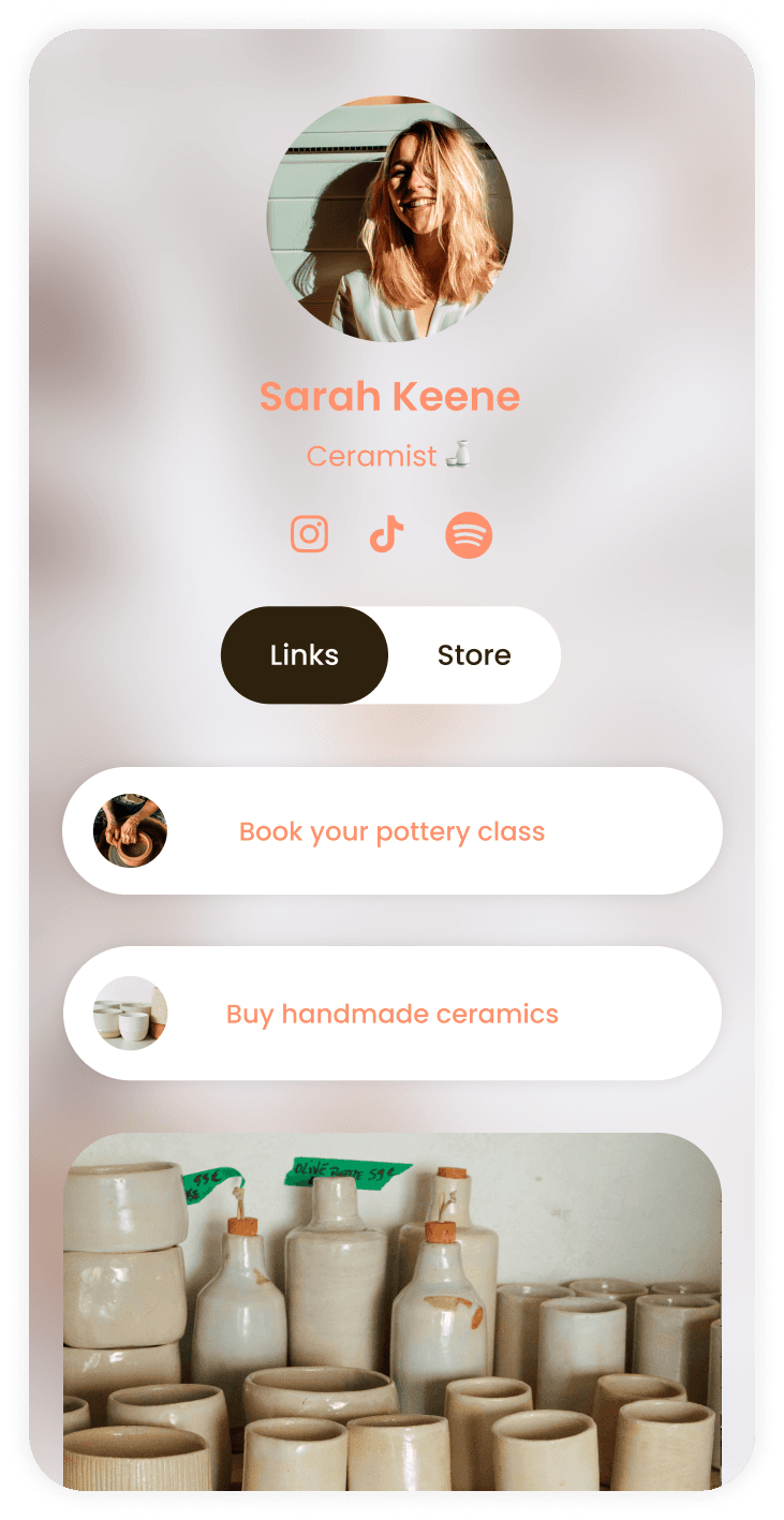 Artist website builder template for ceramist with portfolio and online store