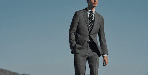 Smart gray suit mood for partner Brook Brothers