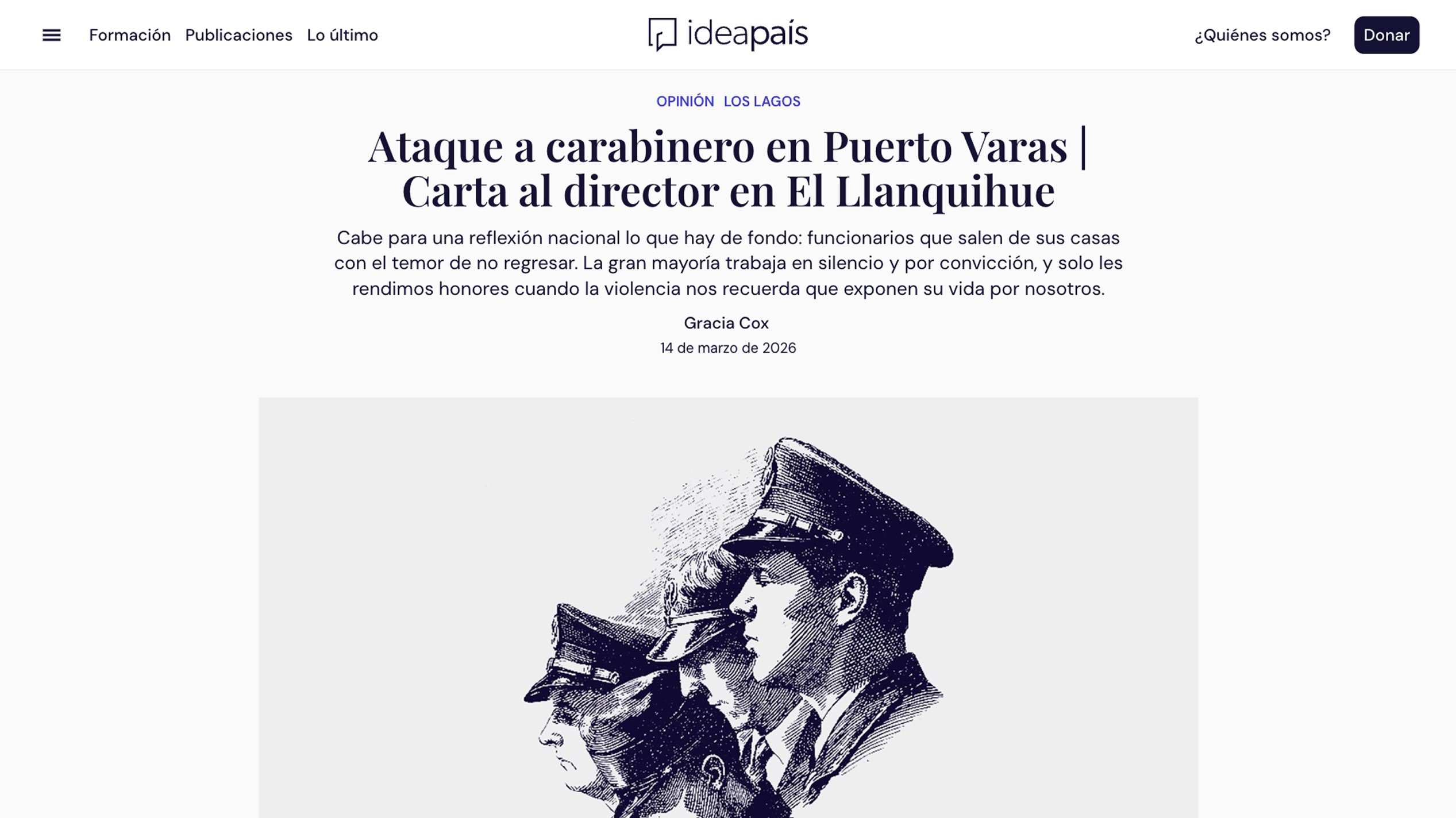 Diseño web desktop Ideapais sección Lo Último vista de un post