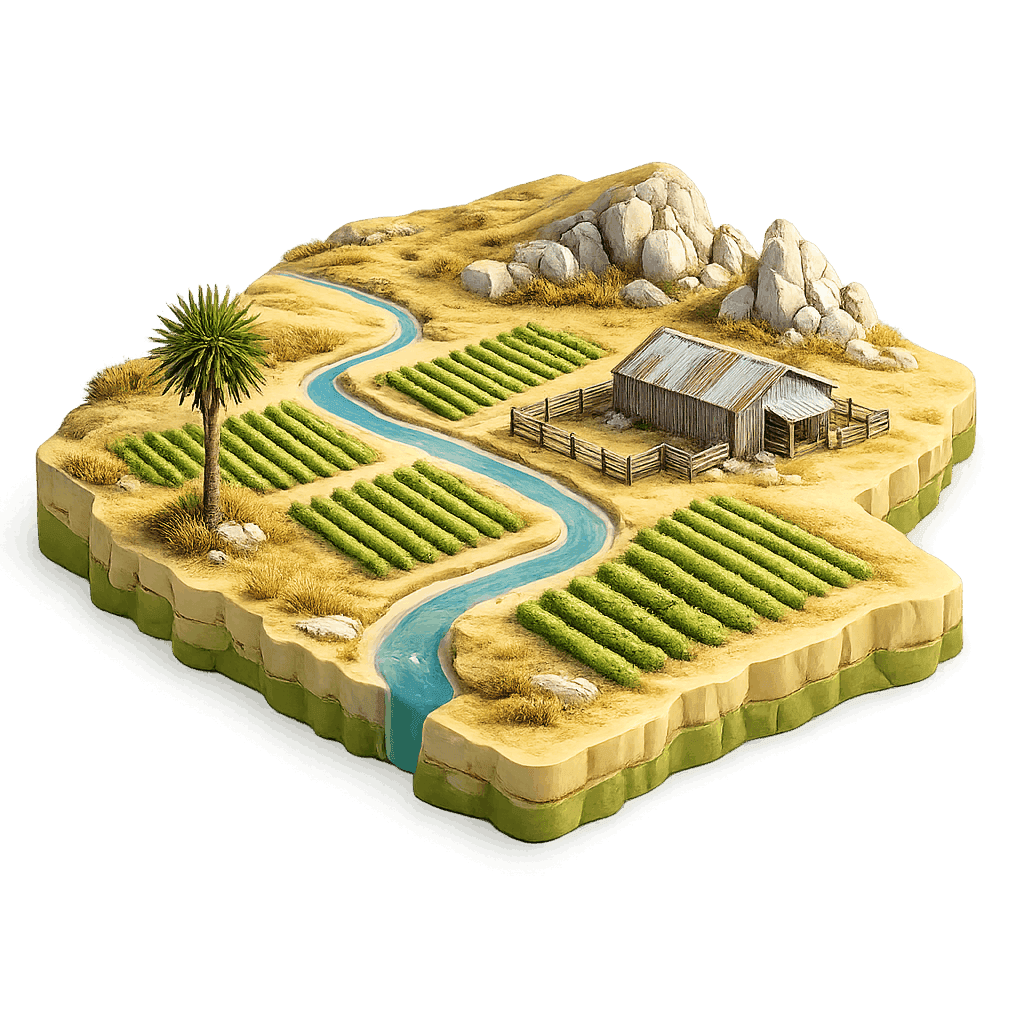 Artistic illustration of the Waipara Valley wine region.