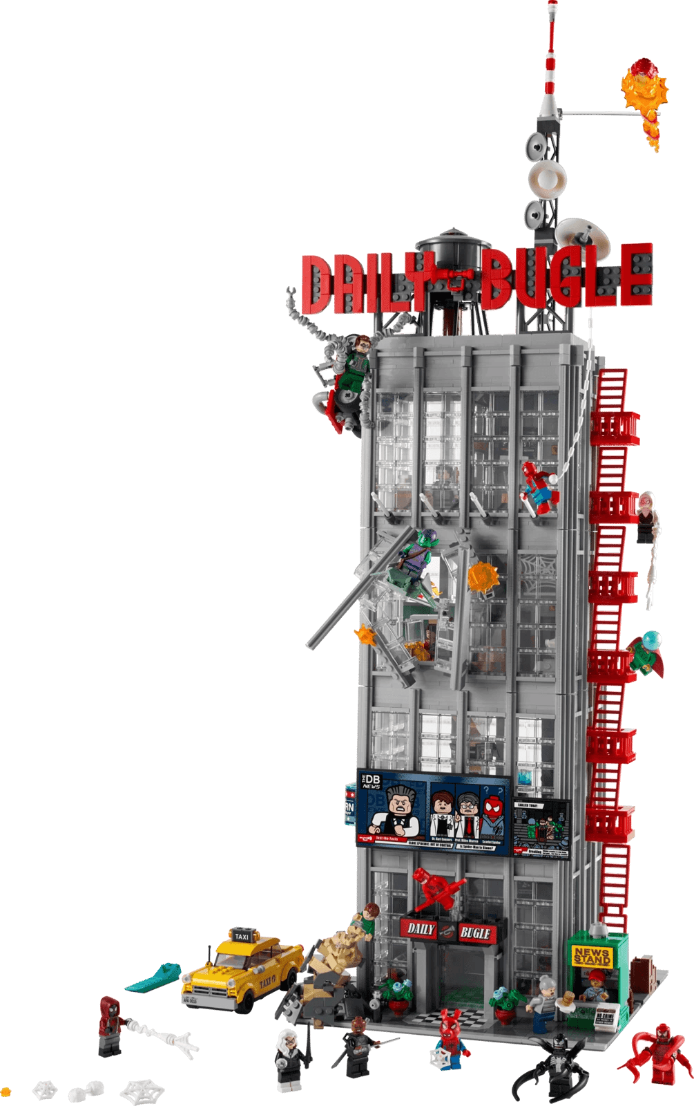 LEGO® Daily Bugle (sett 76178) - ferdigbygd grå skyskraper med rød brannstige og mange minifigurer, Brikkenerd