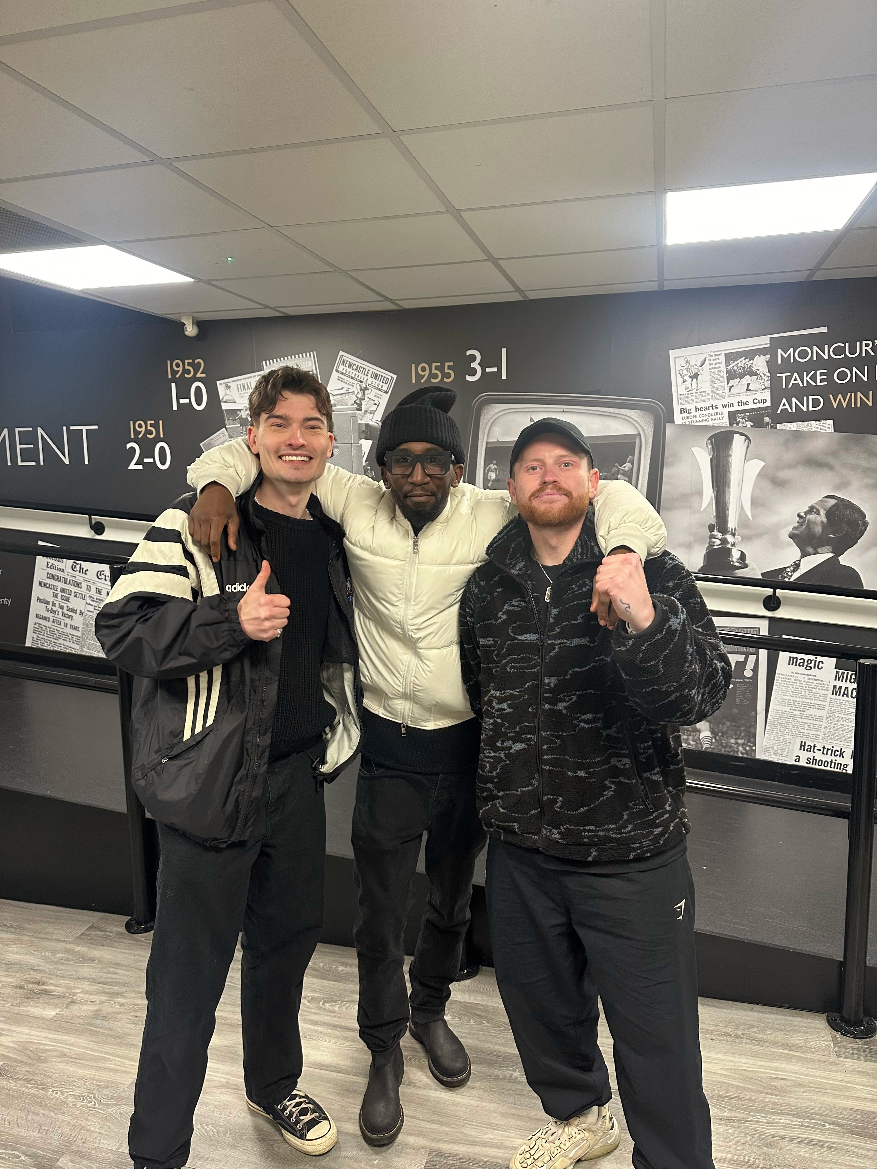 Specs, WillNe, and Ethan Behzinga at Sky Sports Scenes Match Day