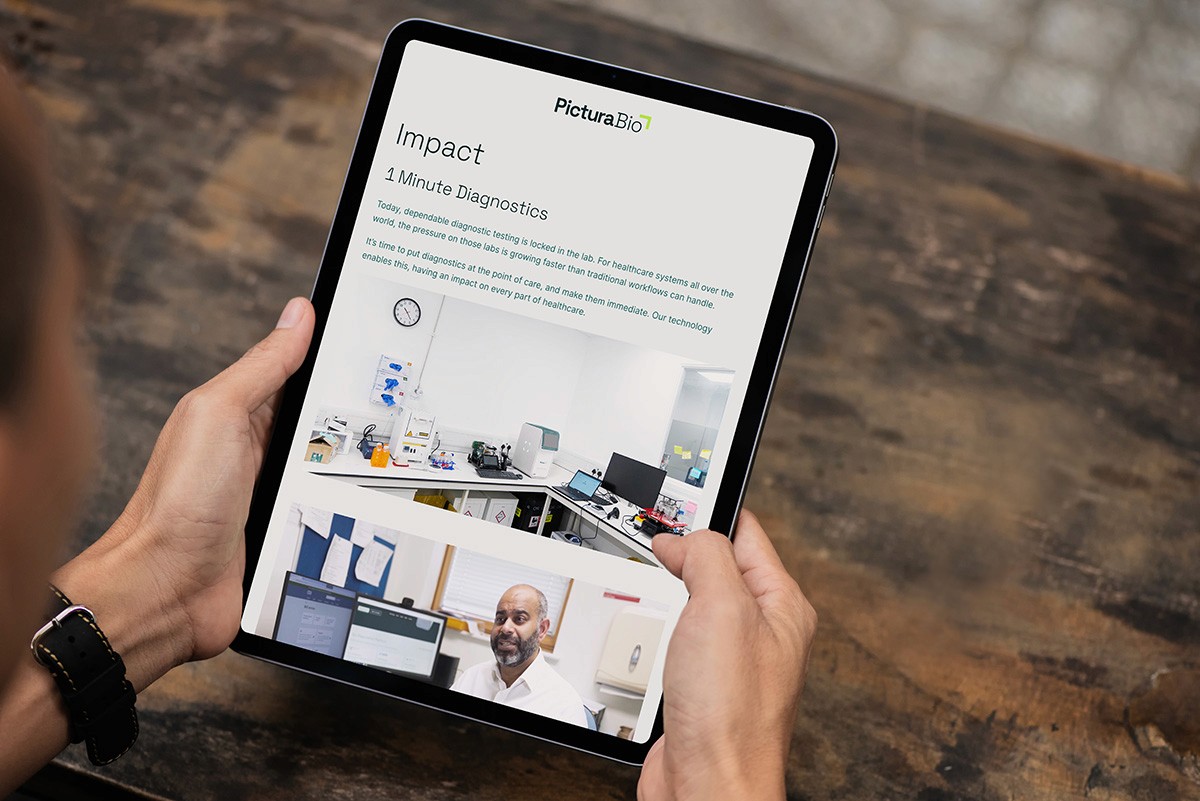 Pictura Bio website on a tablet