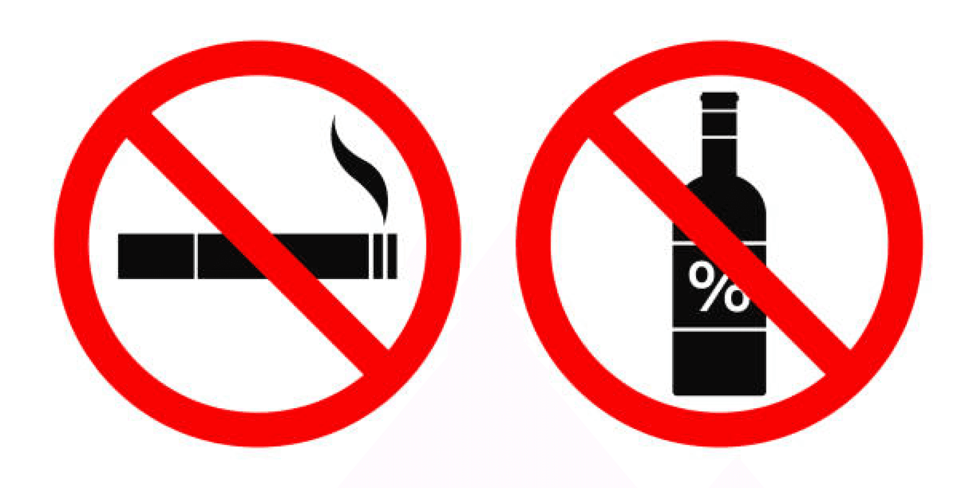 No smoking and no alcohol icons promoting healthy lifestyle choice