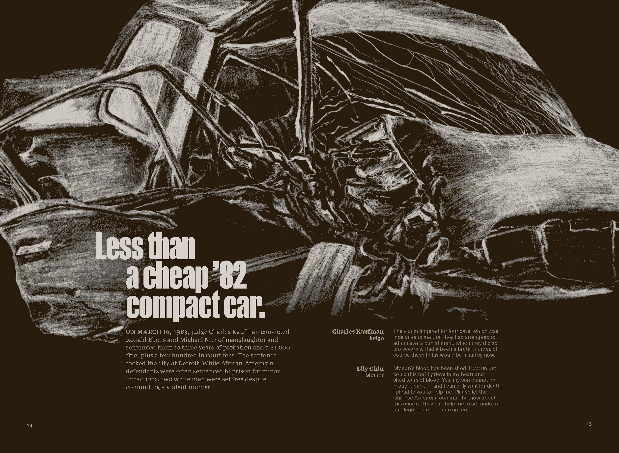 Sample spread including hand-drawn illustration as visual metaphor.