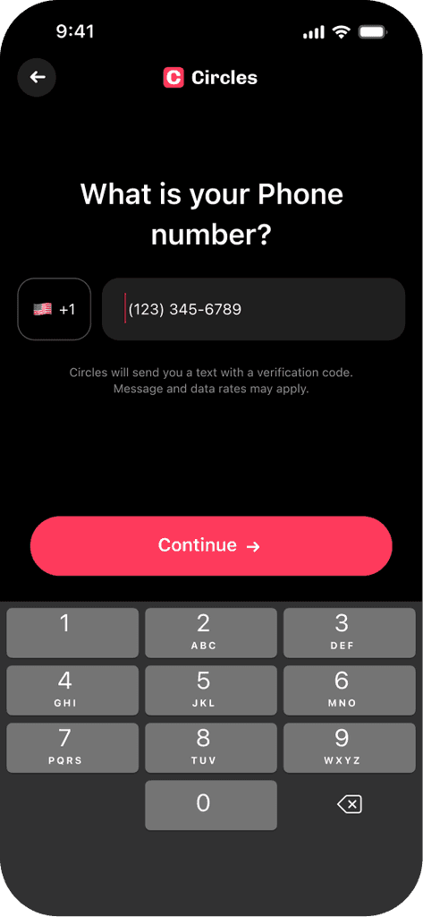 Sign up: Phone number
