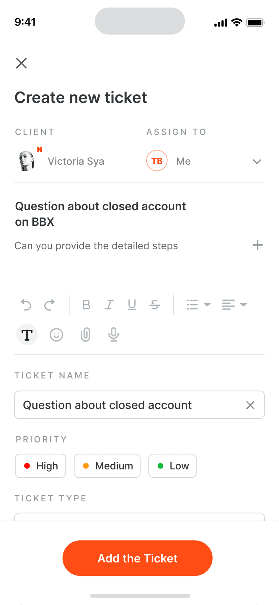 Ticket creation