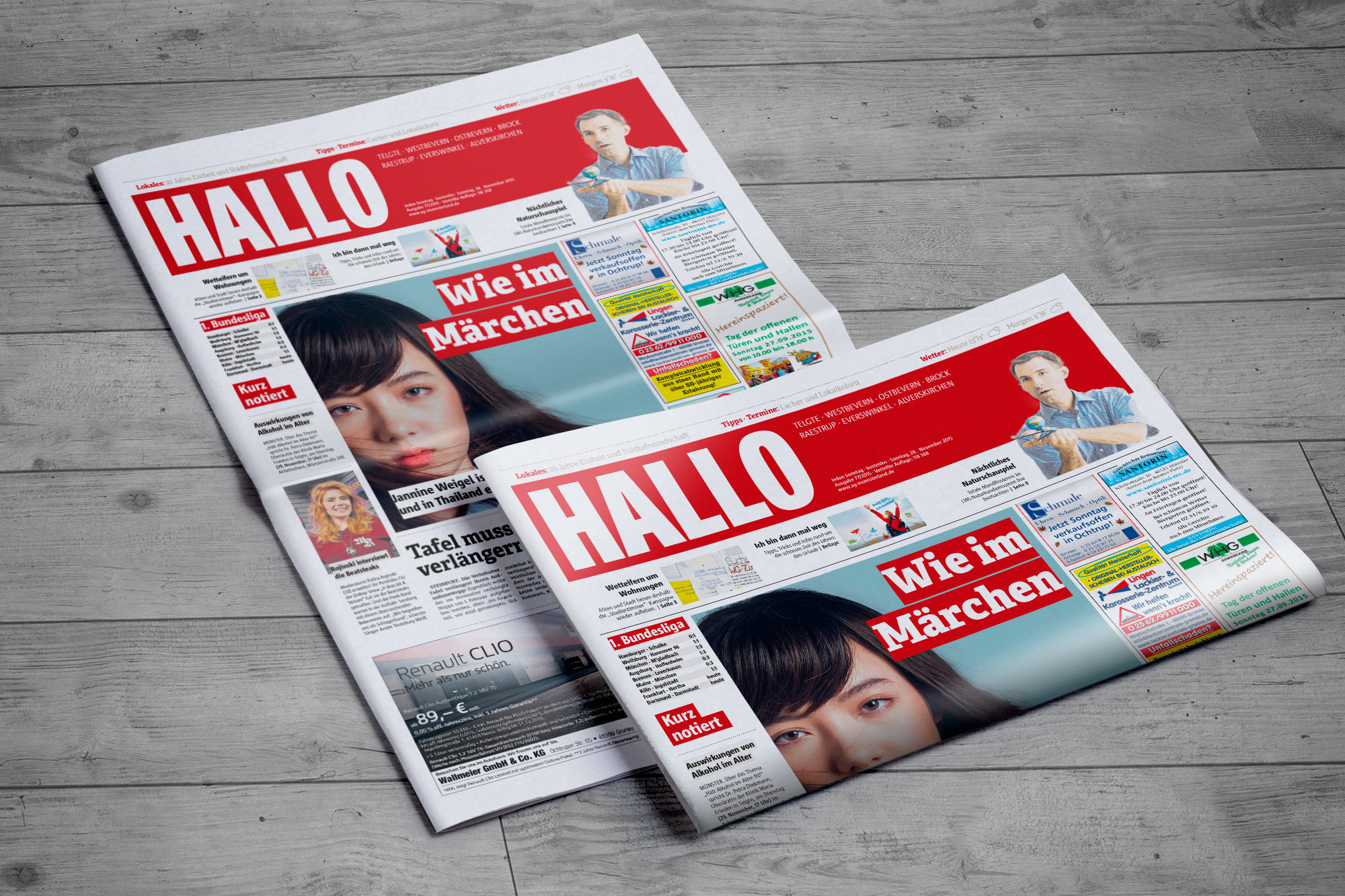 Titelseite der HALLO Zeitung im neuen Design – modern, strukturiert, wiedererkennbar