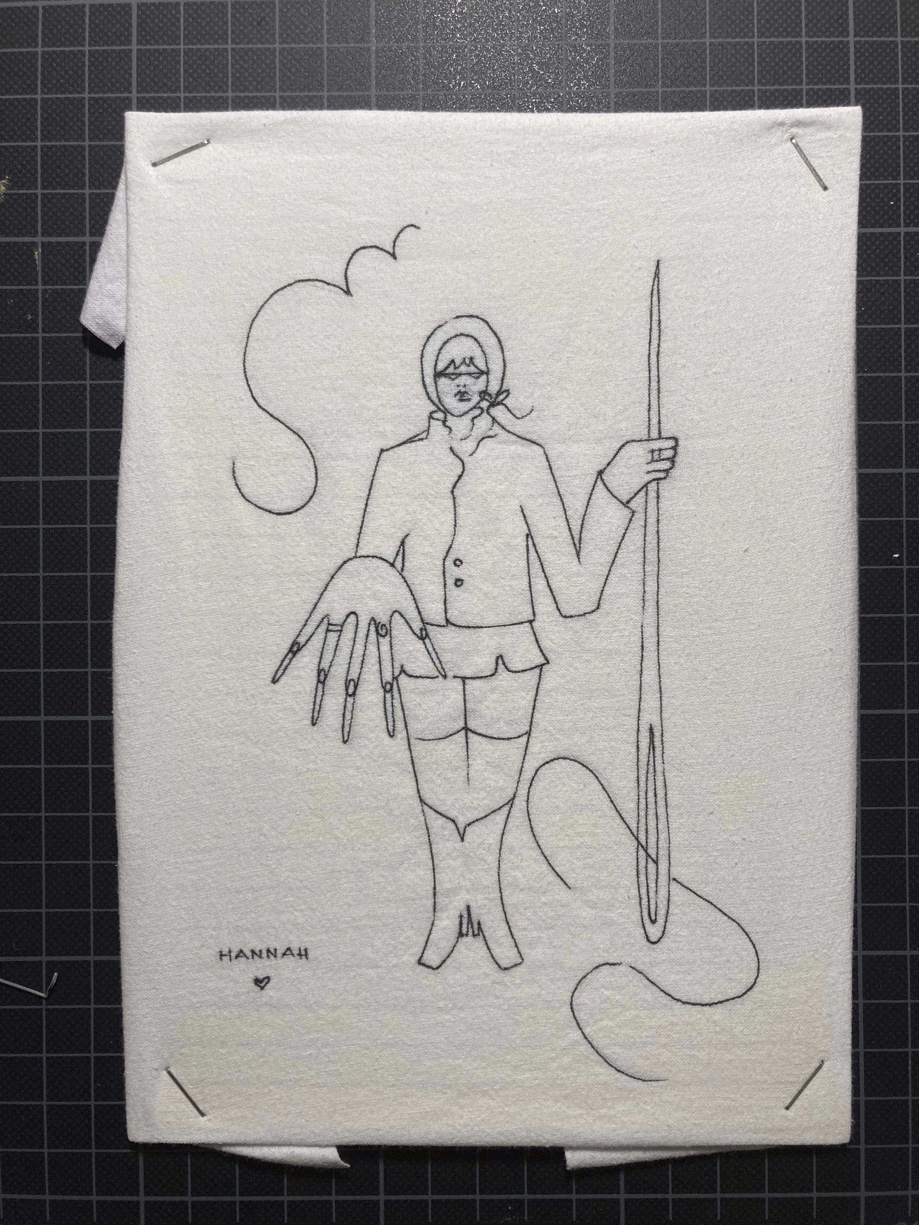 Illustration of my friend Hannah for her Birthday on Linen