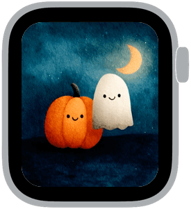 gourd & ghost Apple Watch face preview 3 featuring halloween and autumn.