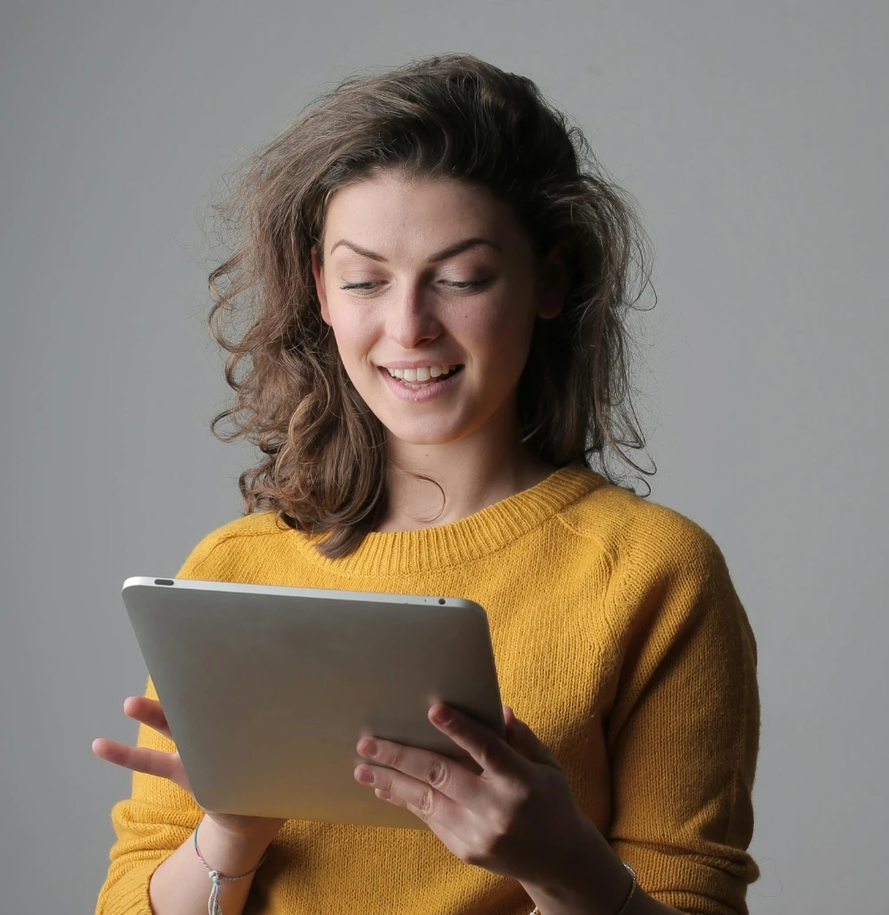 young woman on tablet