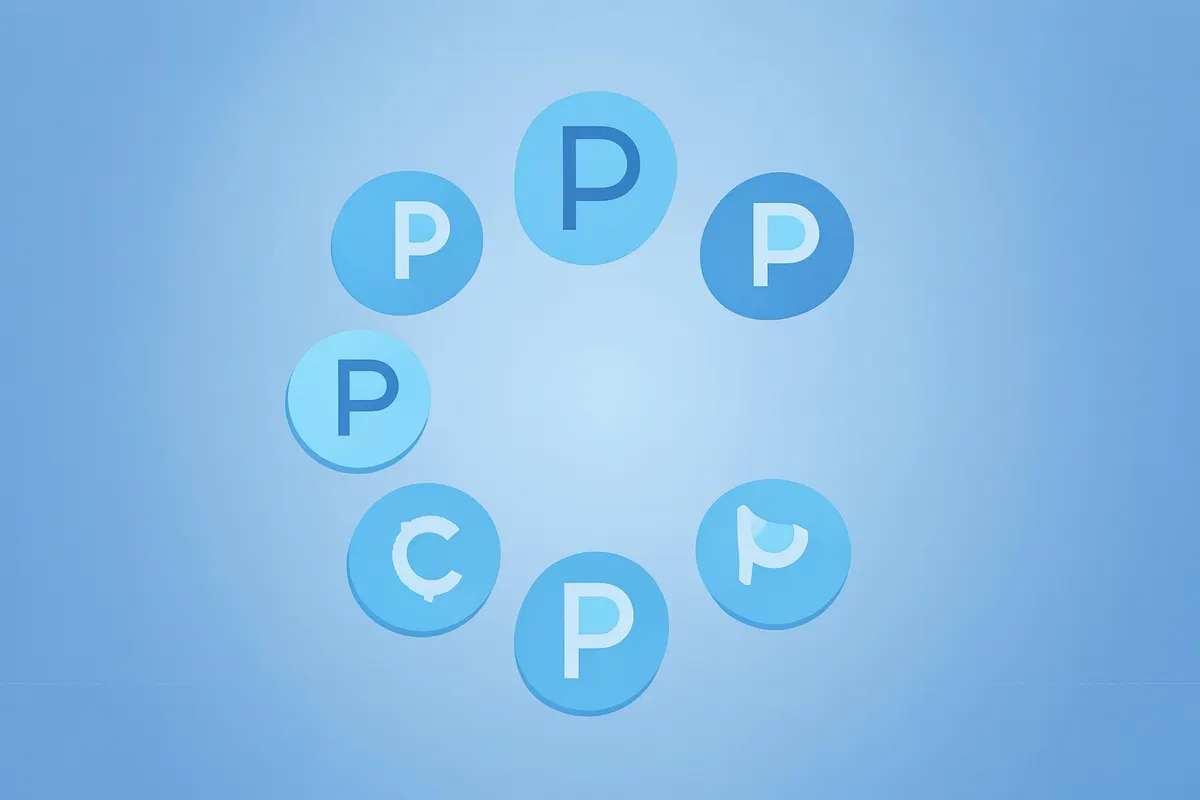A graphic illustrating the 5 P's of marketing.