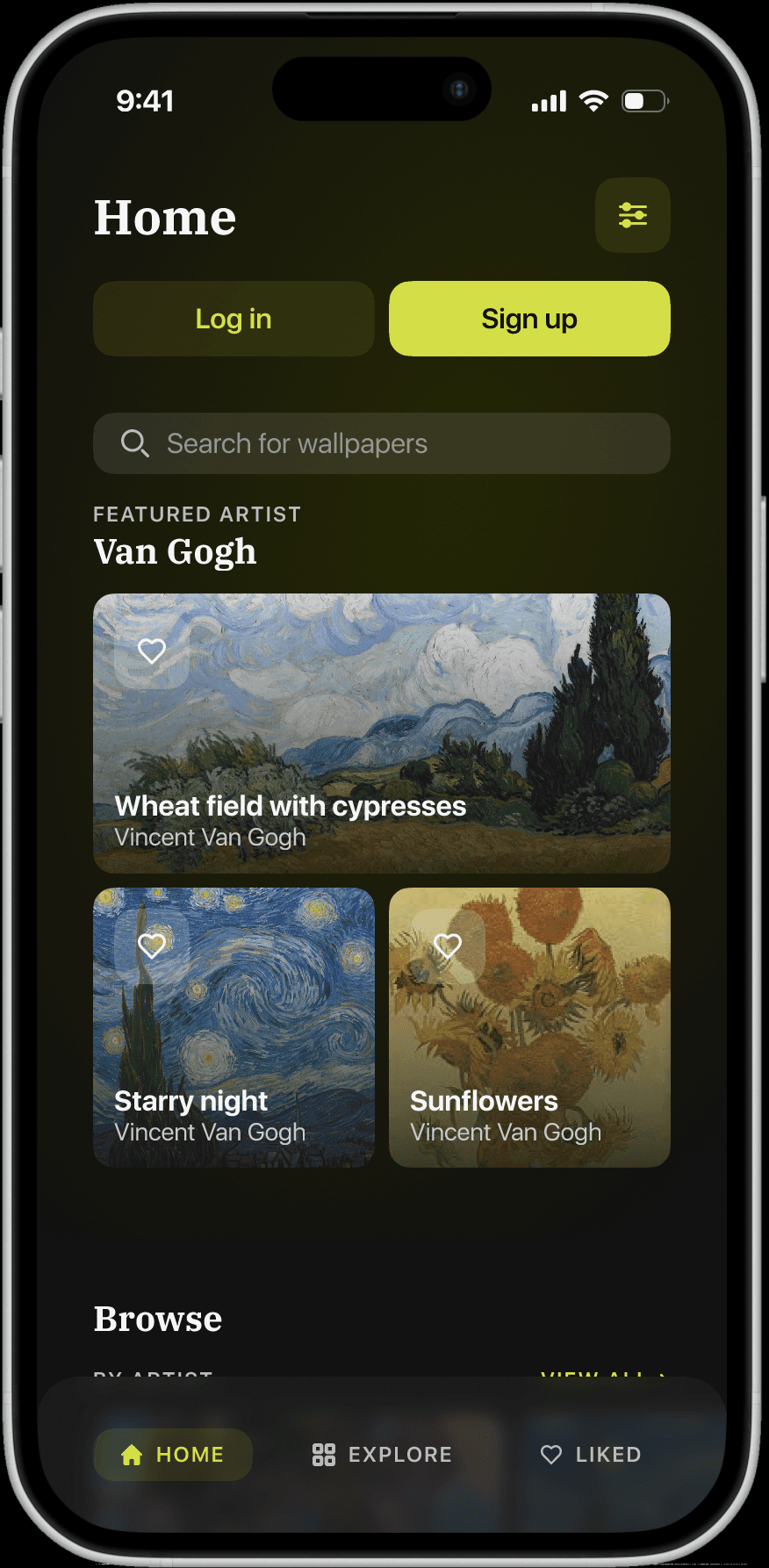 Wallpaper app dashboard